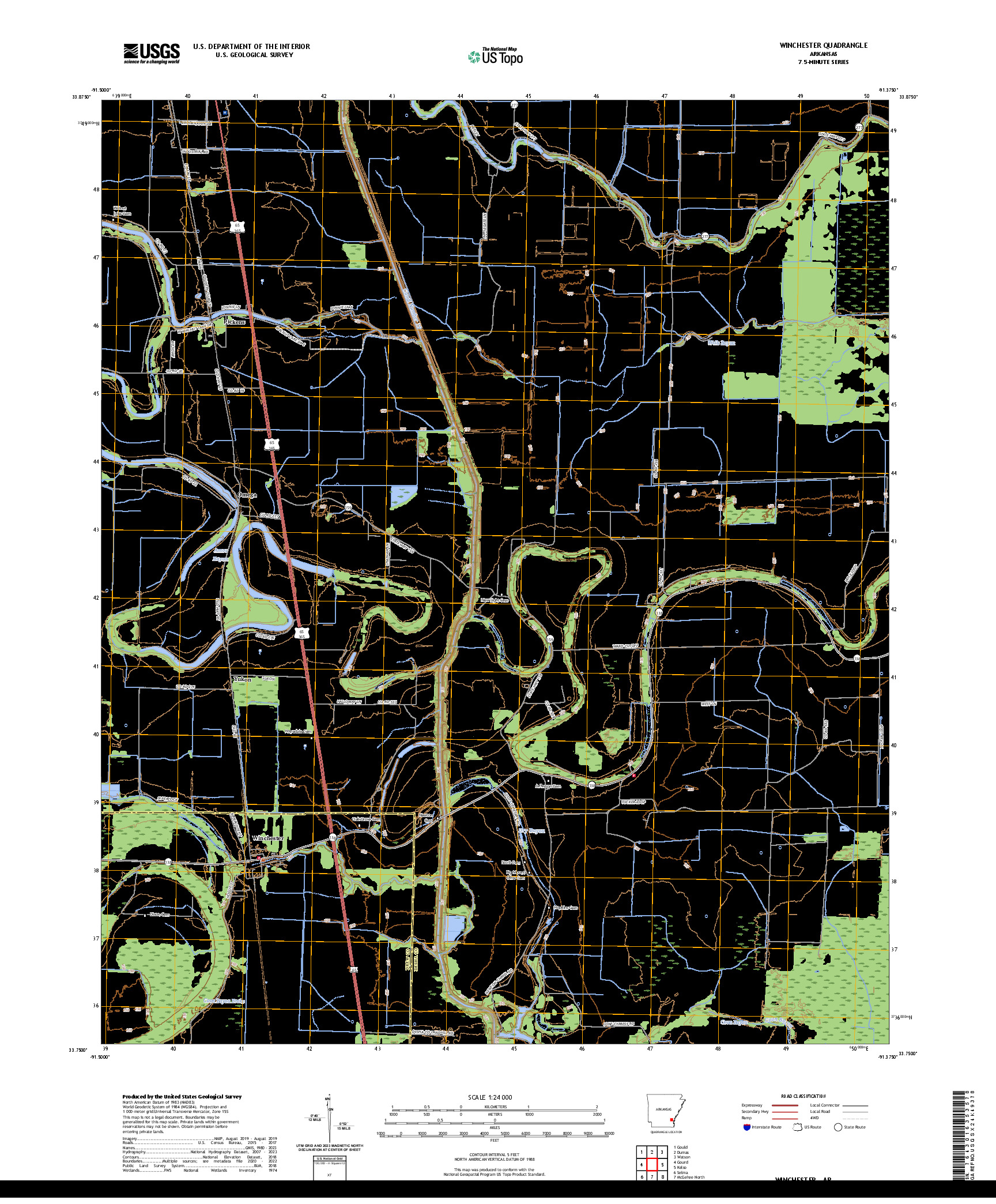 US TOPO 7.5-MINUTE MAP FOR WINCHESTER, AR