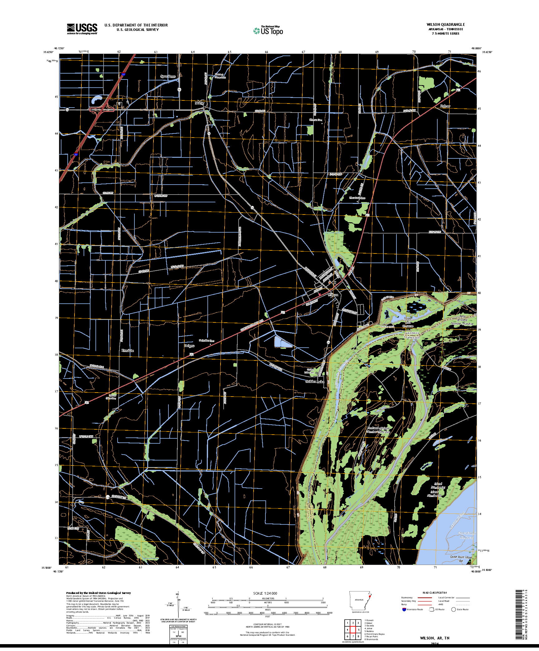 US TOPO 7.5-MINUTE MAP FOR WILSON, AR,TN