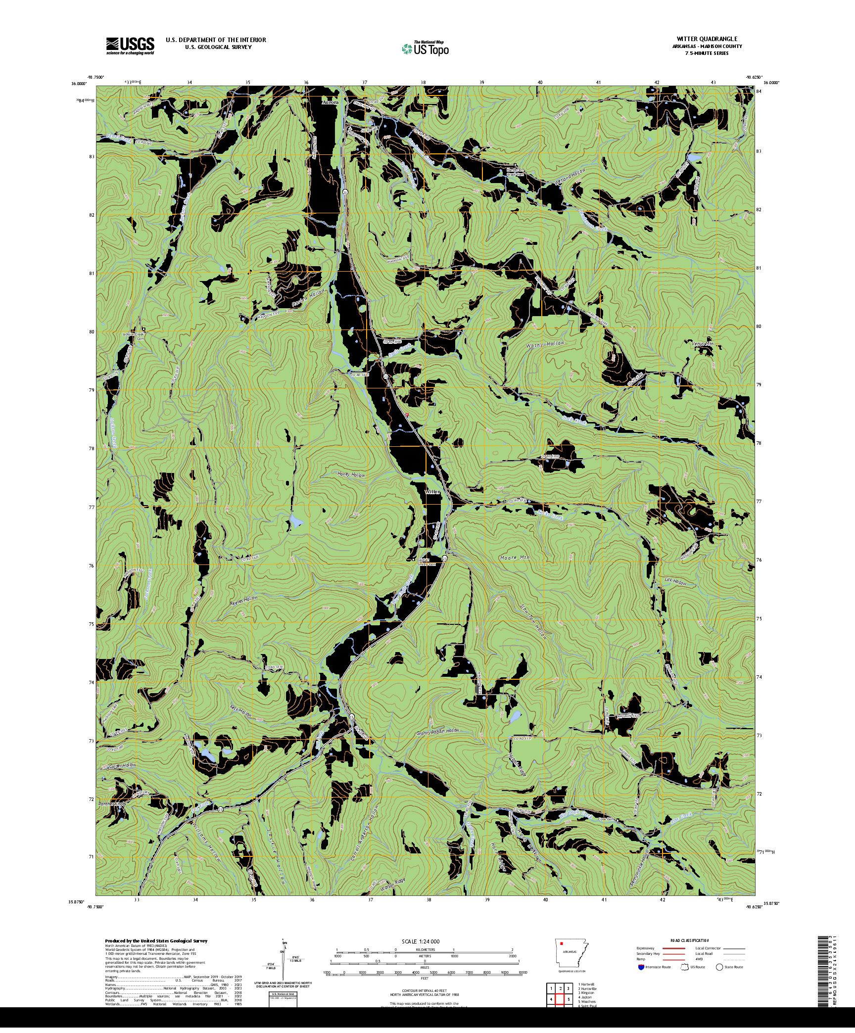 US TOPO 7.5-MINUTE MAP FOR WITTER, AR