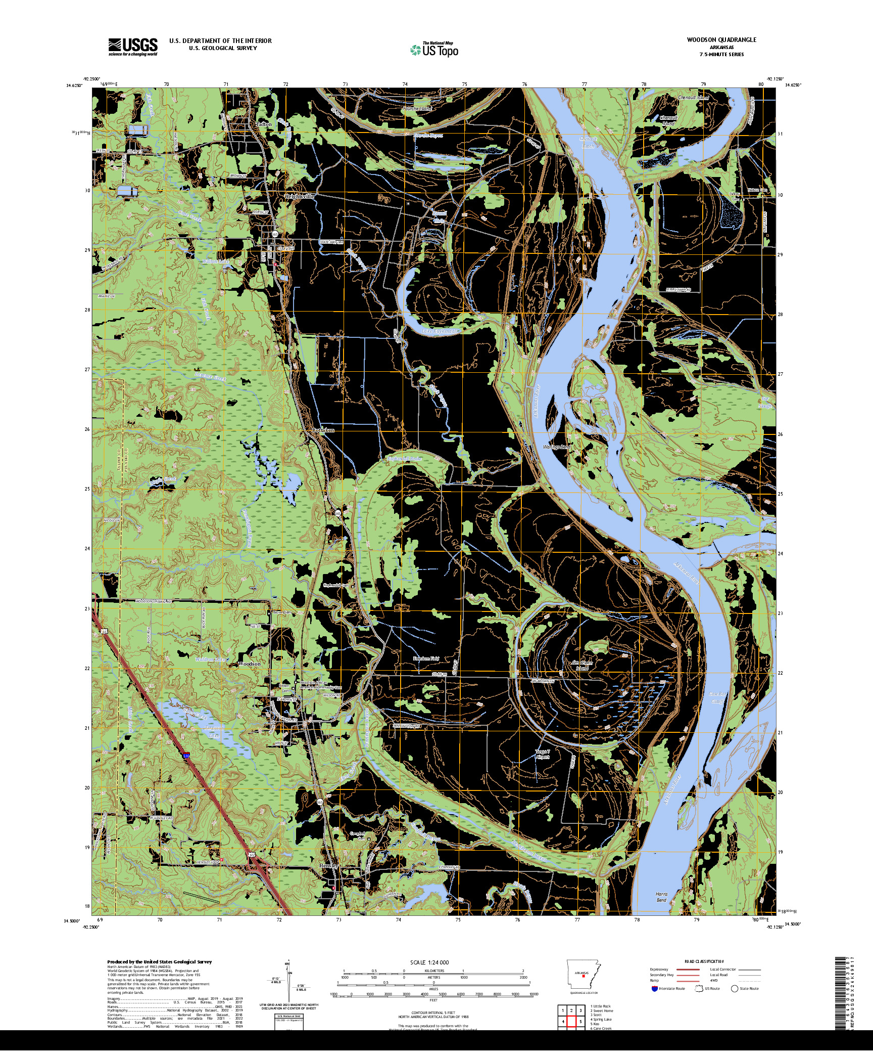 US TOPO 7.5-MINUTE MAP FOR WOODSON, AR