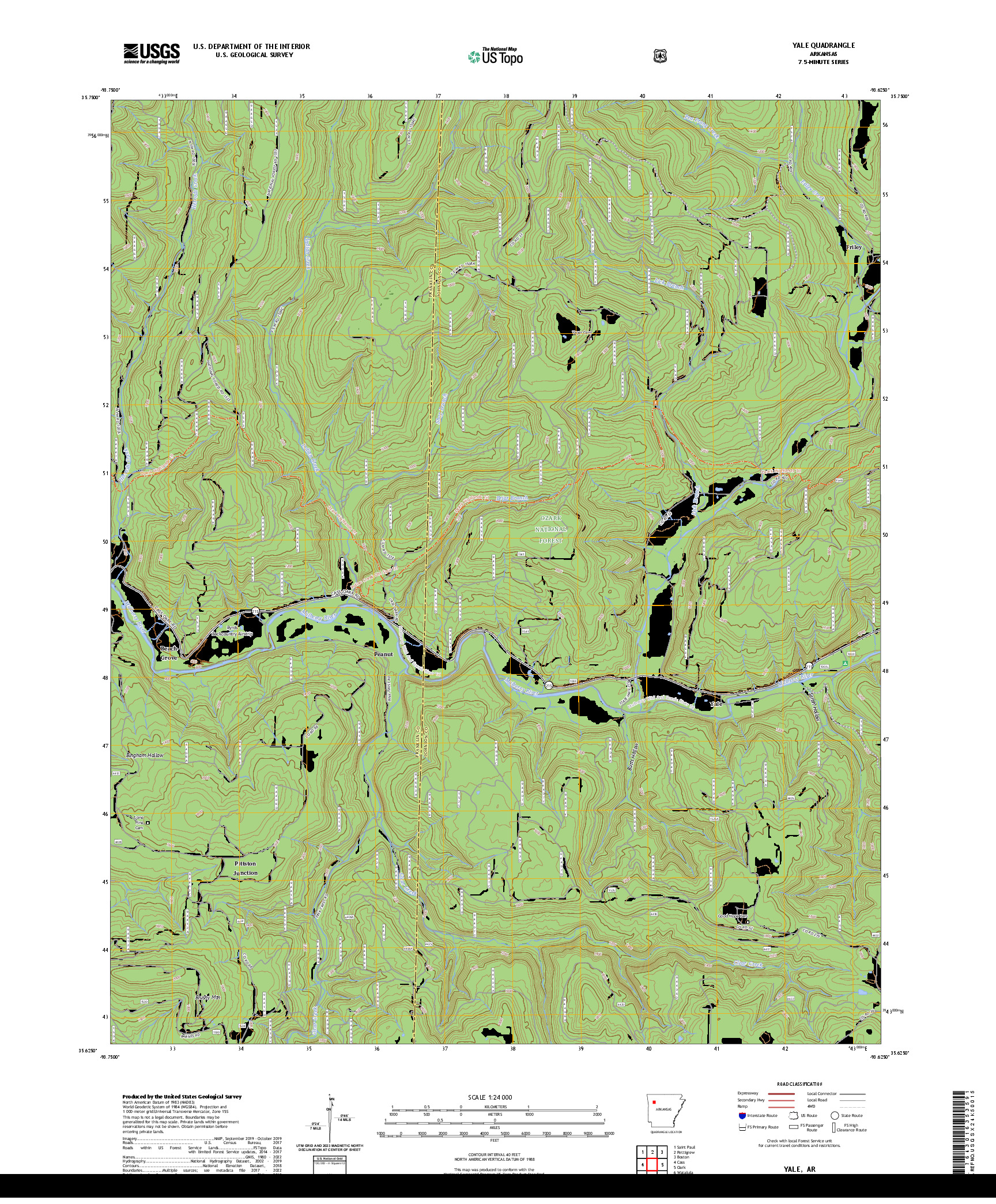 US TOPO 7.5-MINUTE MAP FOR YALE, AR
