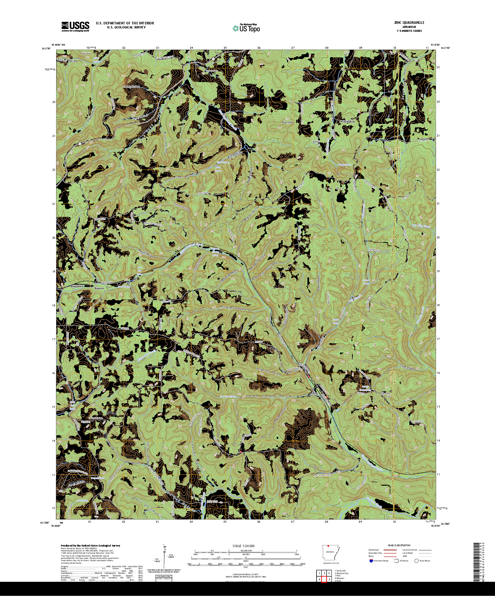 US TOPO 7.5-MINUTE MAP FOR ZINC, AR