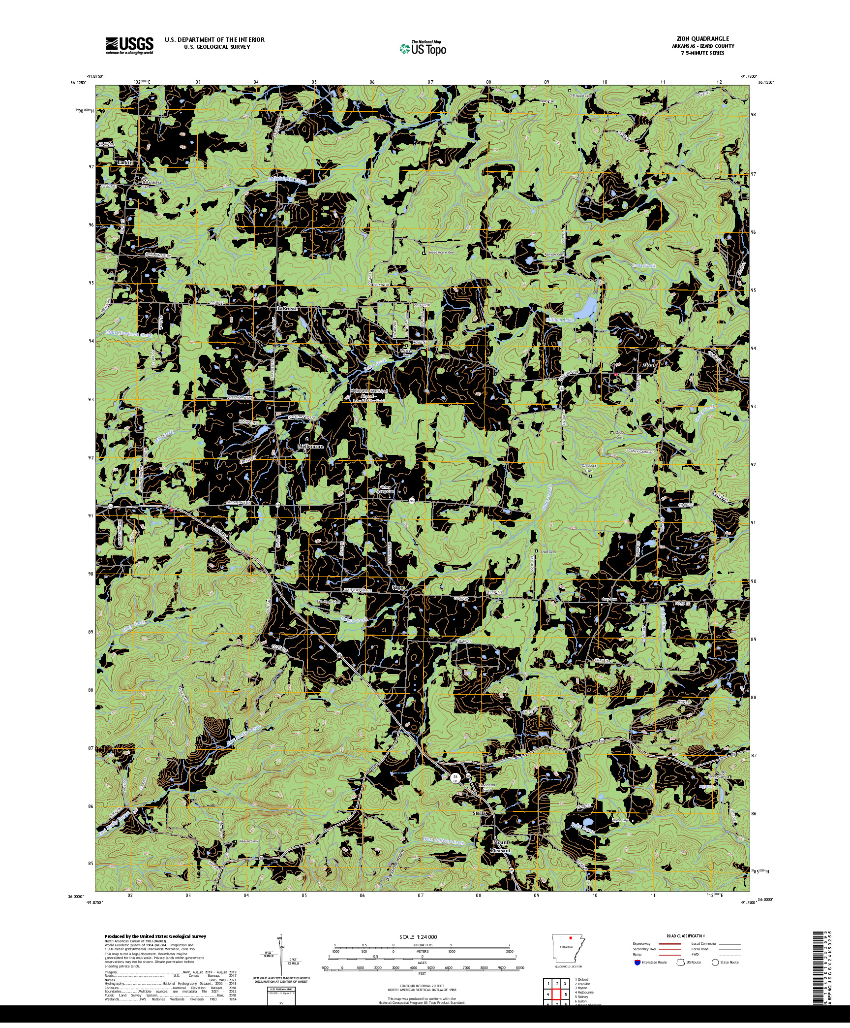 US TOPO 7.5-MINUTE MAP FOR ZION, AR