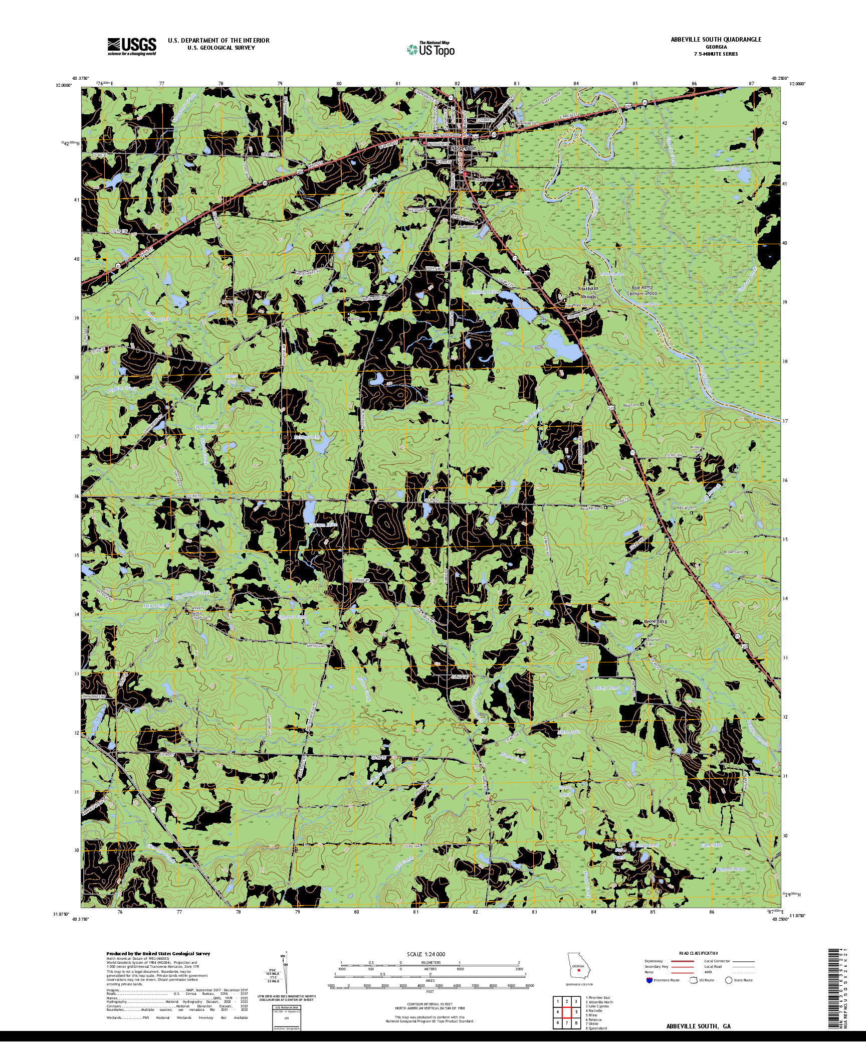 US TOPO 7.5-MINUTE MAP FOR ABBEVILLE SOUTH, GA