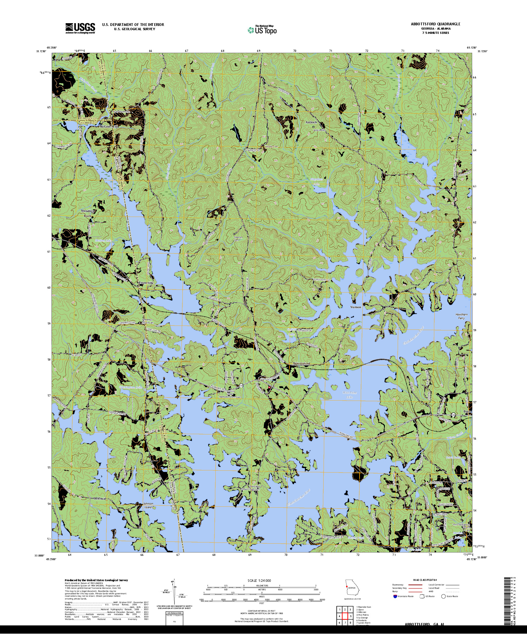 US TOPO 7.5-MINUTE MAP FOR ABBOTTSFORD, GA,AL