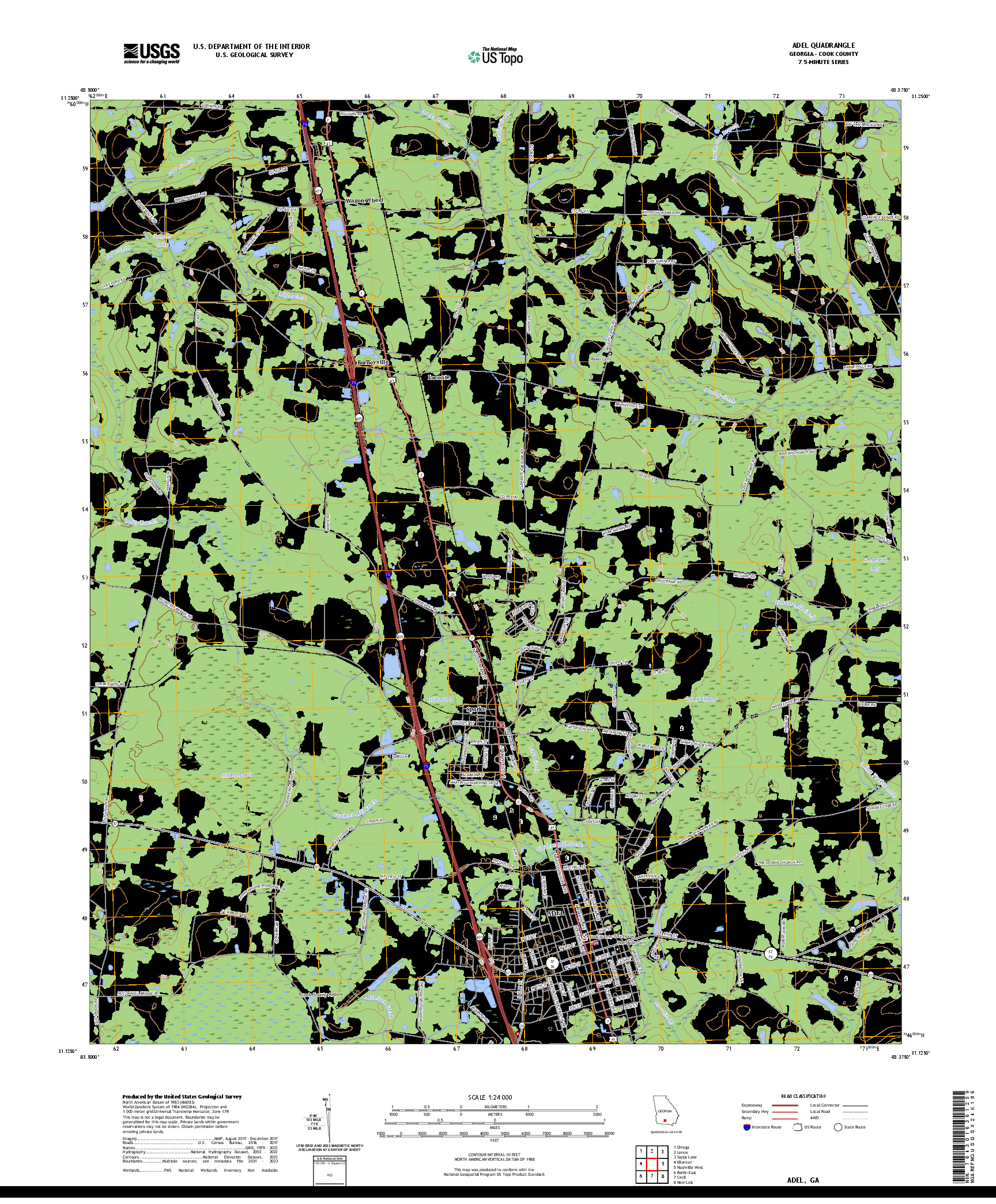 US TOPO 7.5-MINUTE MAP FOR ADEL, GA