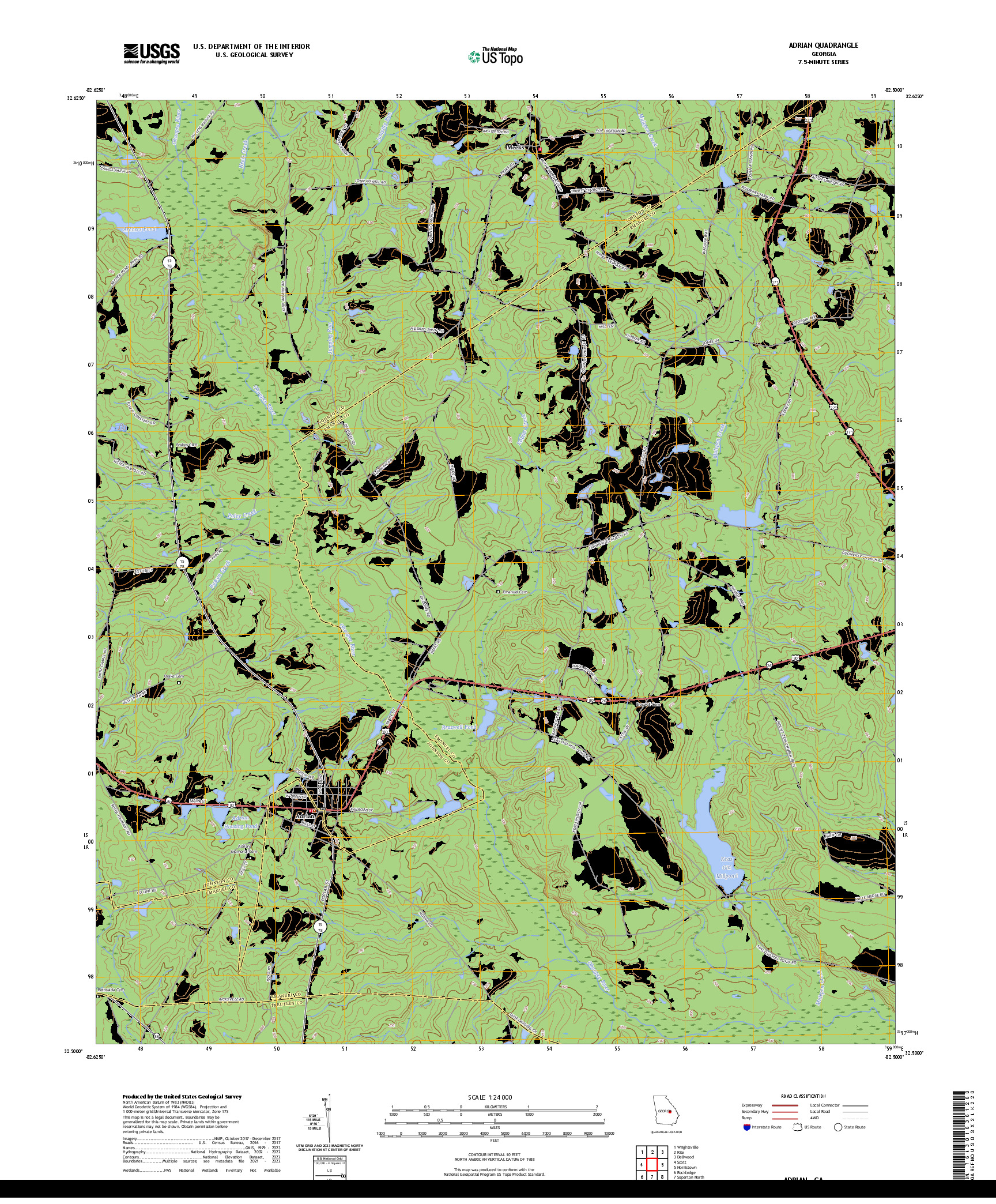 US TOPO 7.5-MINUTE MAP FOR ADRIAN, GA