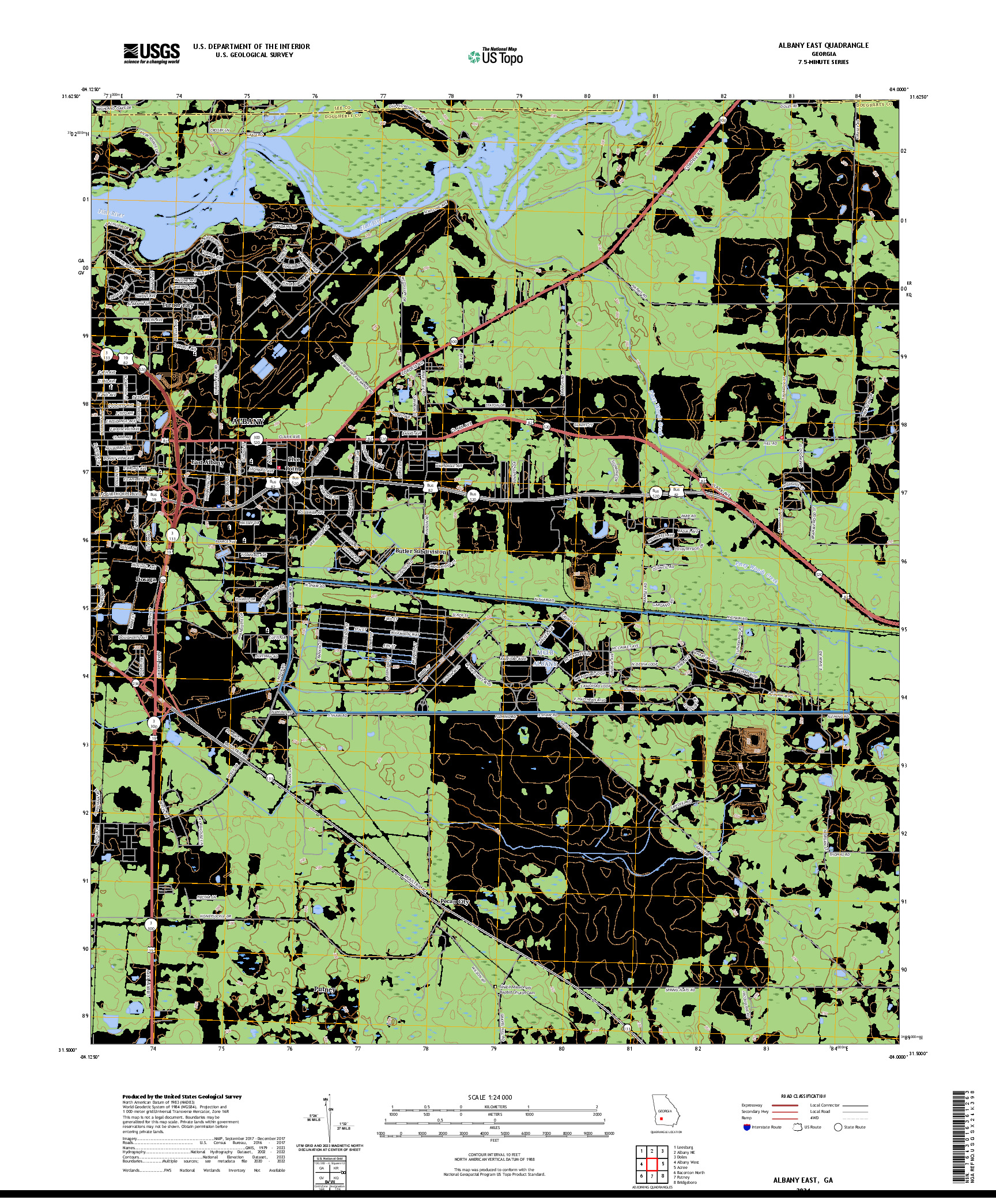 US TOPO 7.5-MINUTE MAP FOR ALBANY EAST, GA