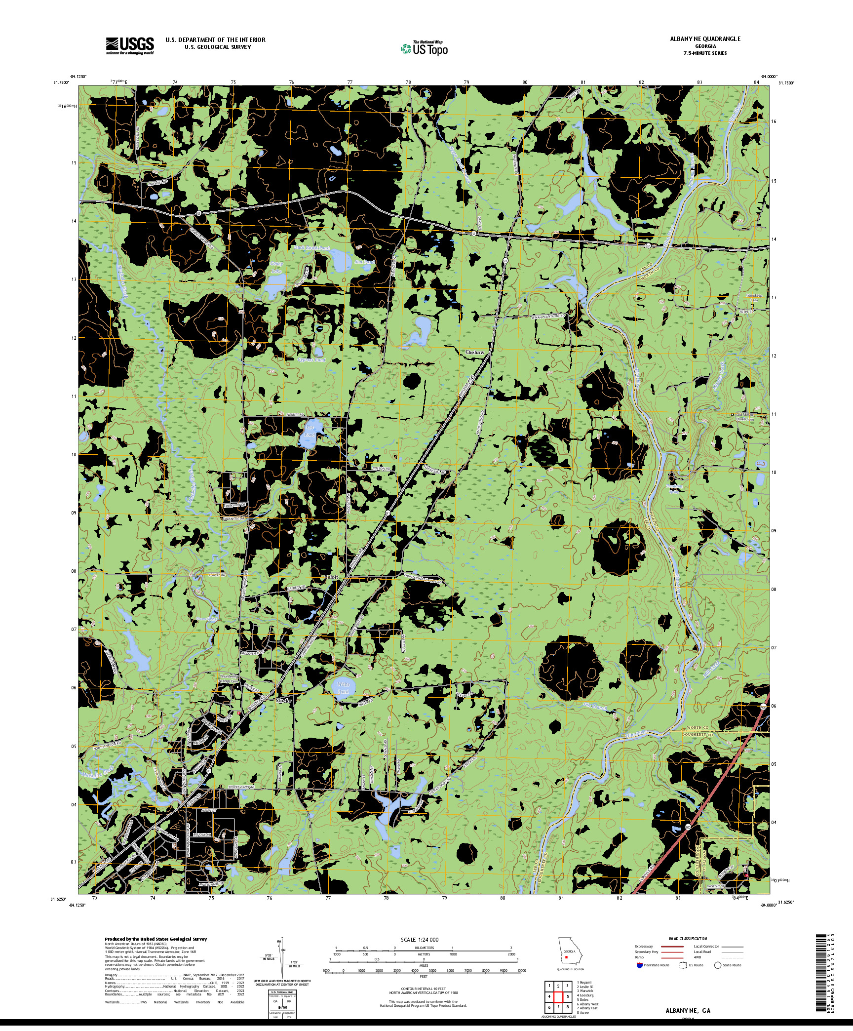 US TOPO 7.5-MINUTE MAP FOR ALBANY NE, GA