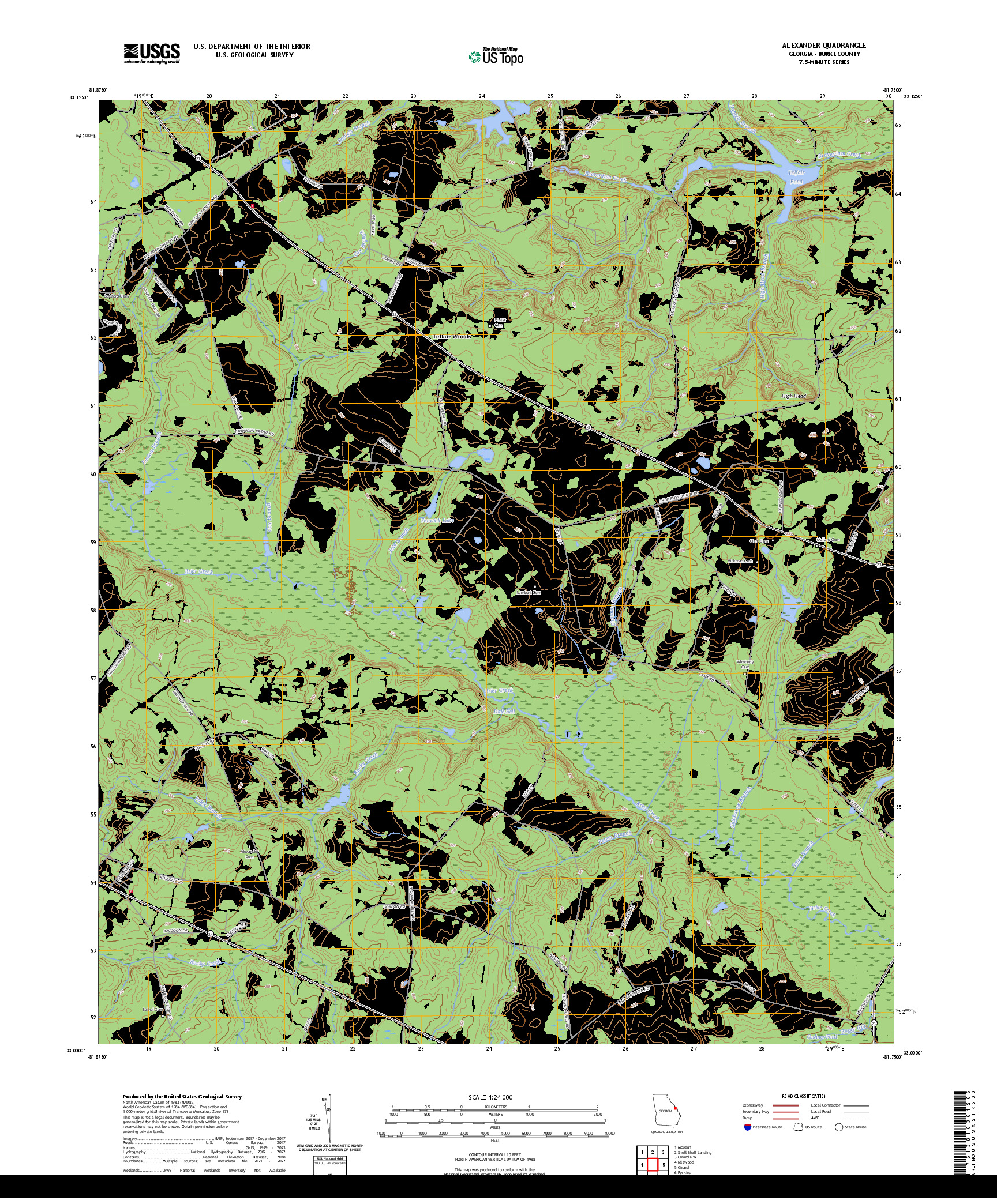 US TOPO 7.5-MINUTE MAP FOR ALEXANDER, GA