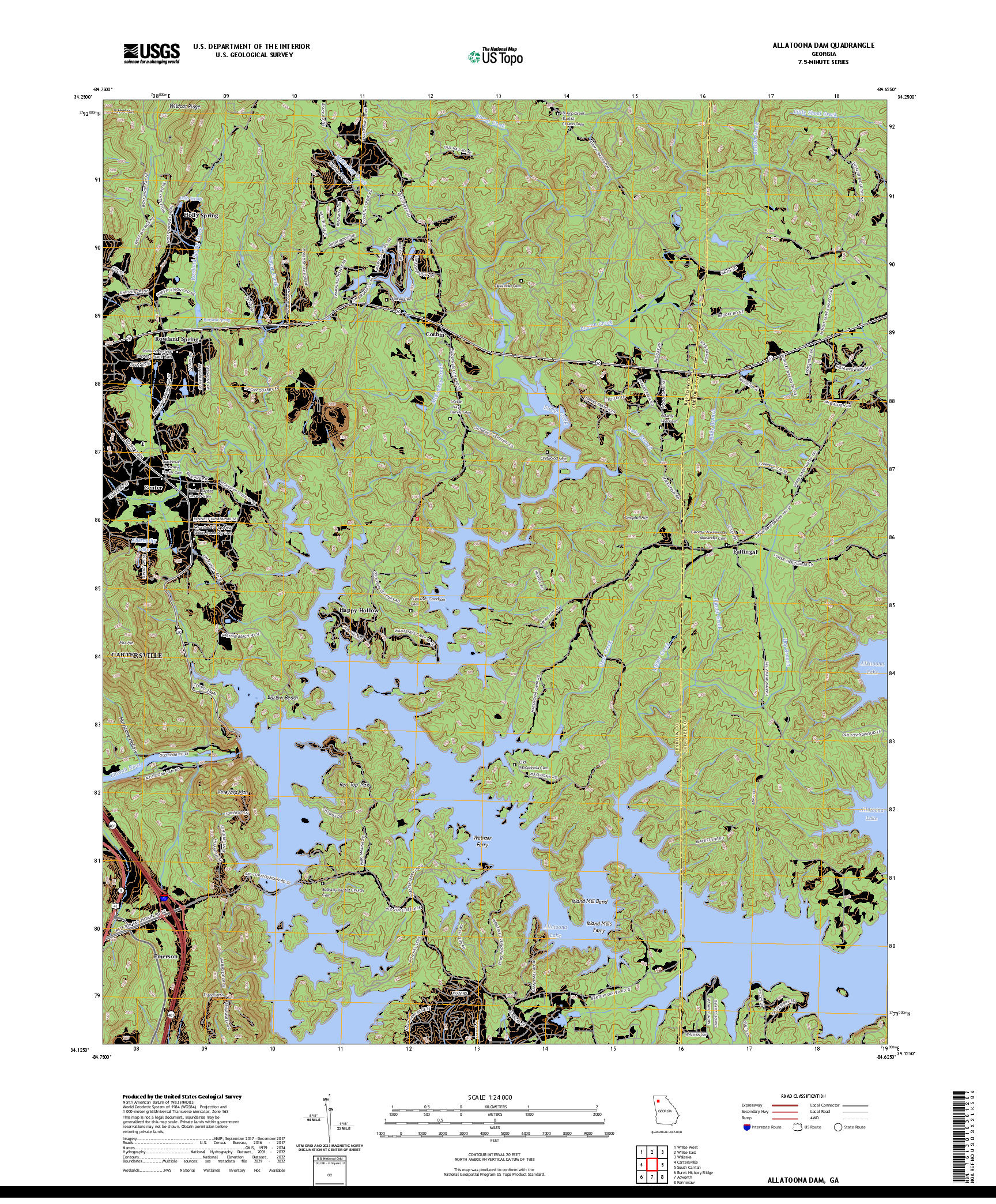 US TOPO 7.5-MINUTE MAP FOR ALLATOONA DAM, GA