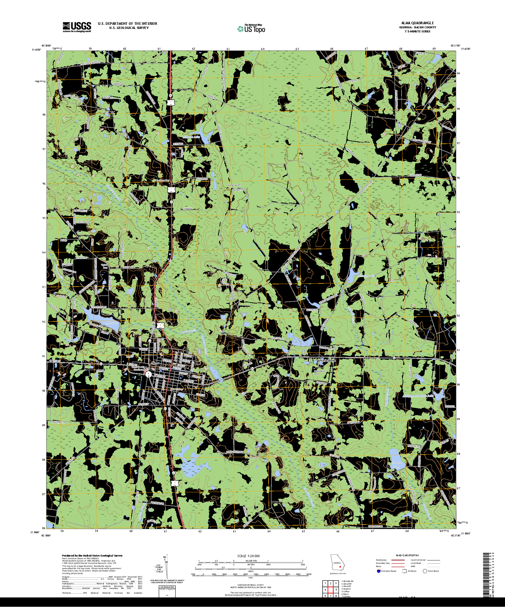 US TOPO 7.5-MINUTE MAP FOR ALMA, GA