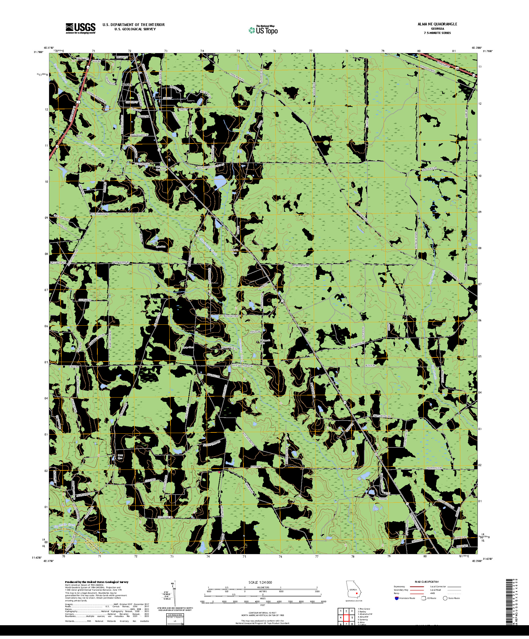 US TOPO 7.5-MINUTE MAP FOR ALMA NE, GA