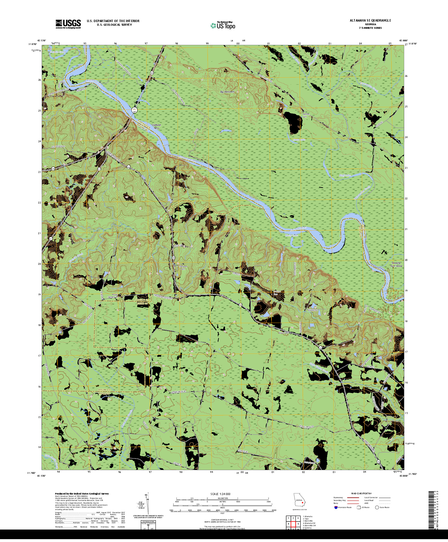 US TOPO 7.5-MINUTE MAP FOR ALTAMAHA SE, GA