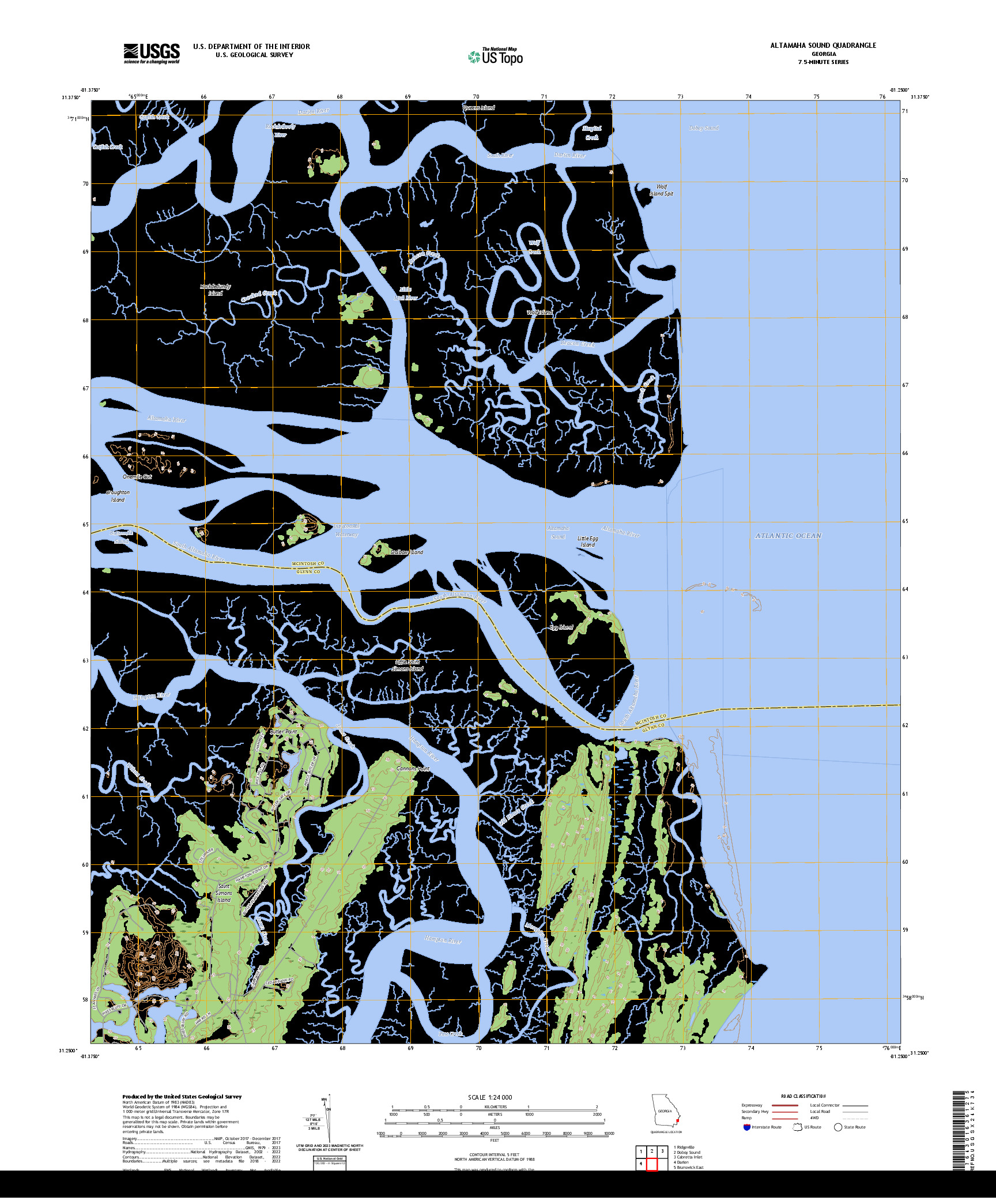 US TOPO 7.5-MINUTE MAP FOR ALTAMAHA SOUND, GA