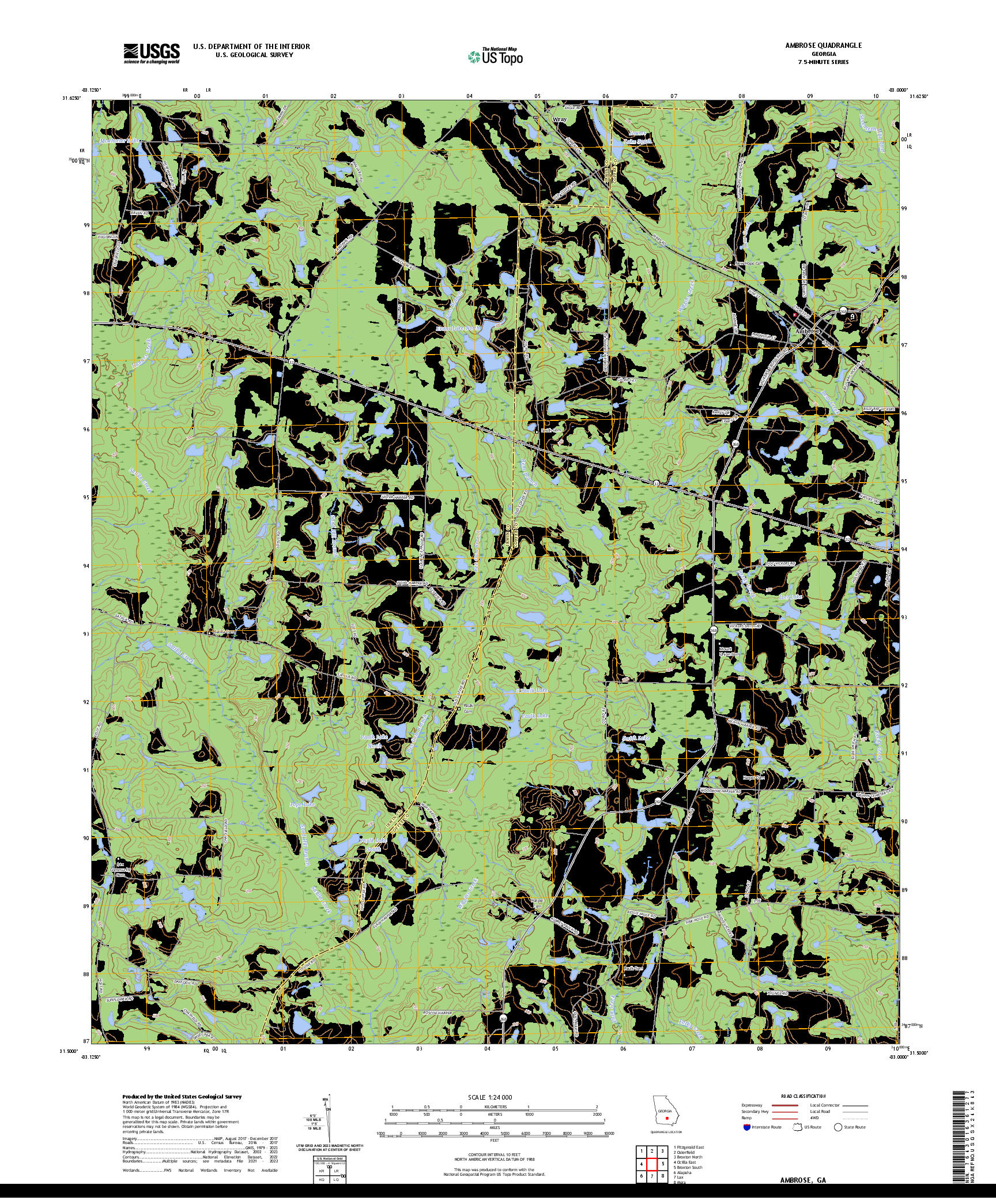 US TOPO 7.5-MINUTE MAP FOR AMBROSE, GA