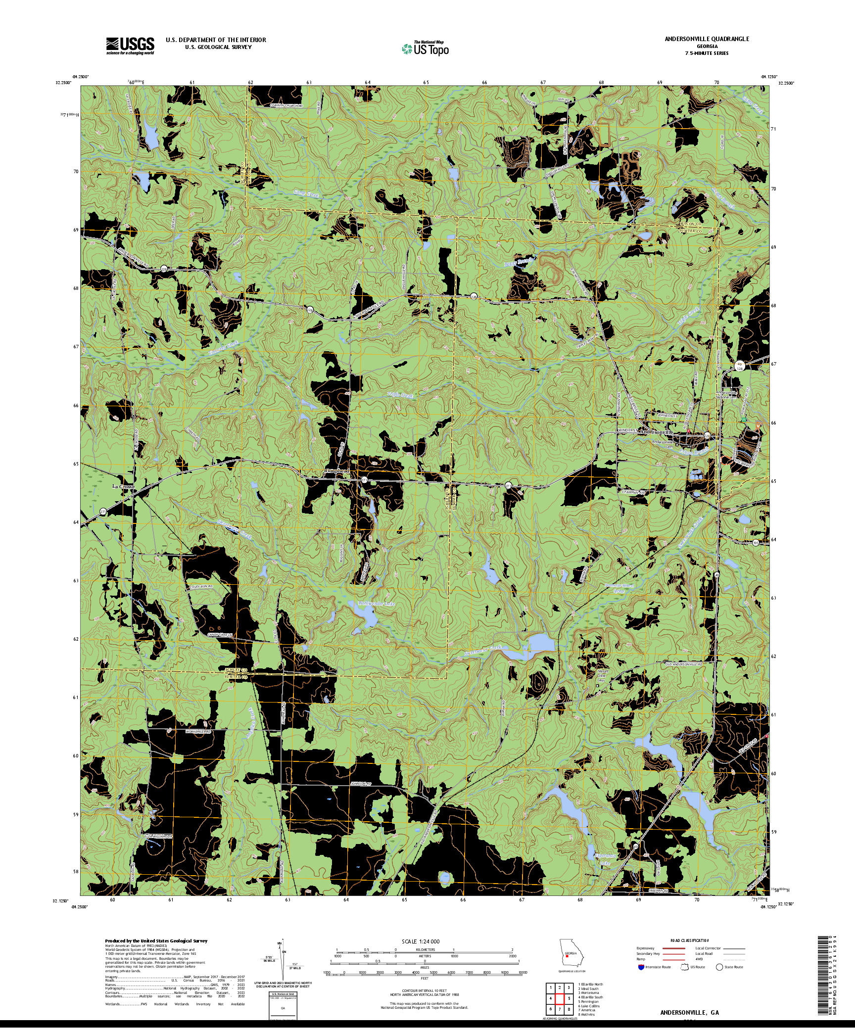 US TOPO 7.5-MINUTE MAP FOR ANDERSONVILLE, GA