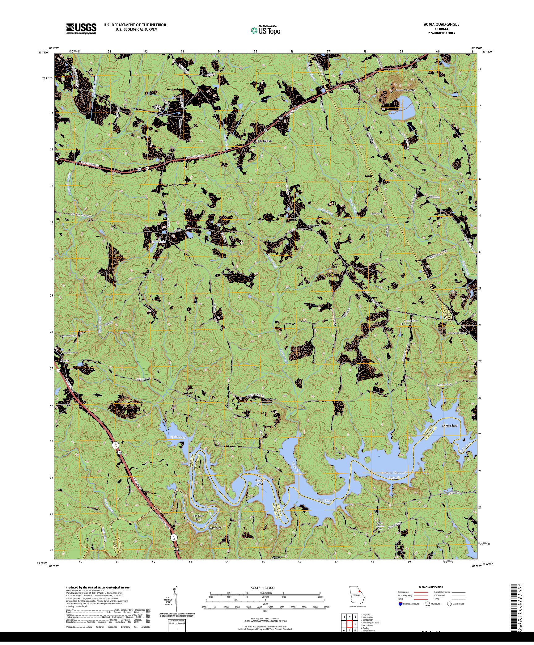US TOPO 7.5-MINUTE MAP FOR AONIA, GA