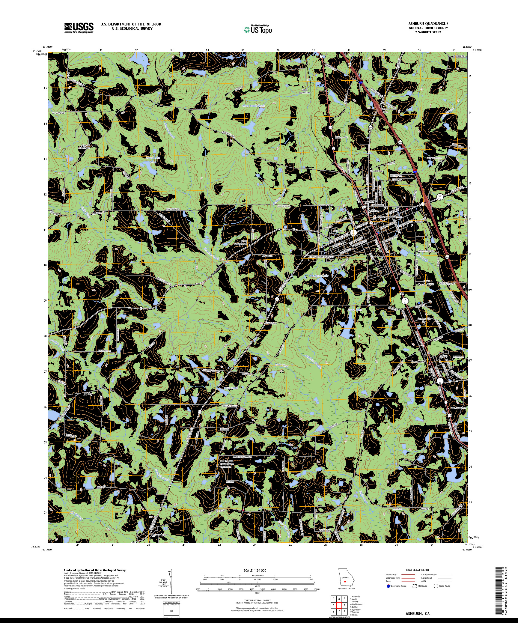 US TOPO 7.5-MINUTE MAP FOR ASHBURN, GA