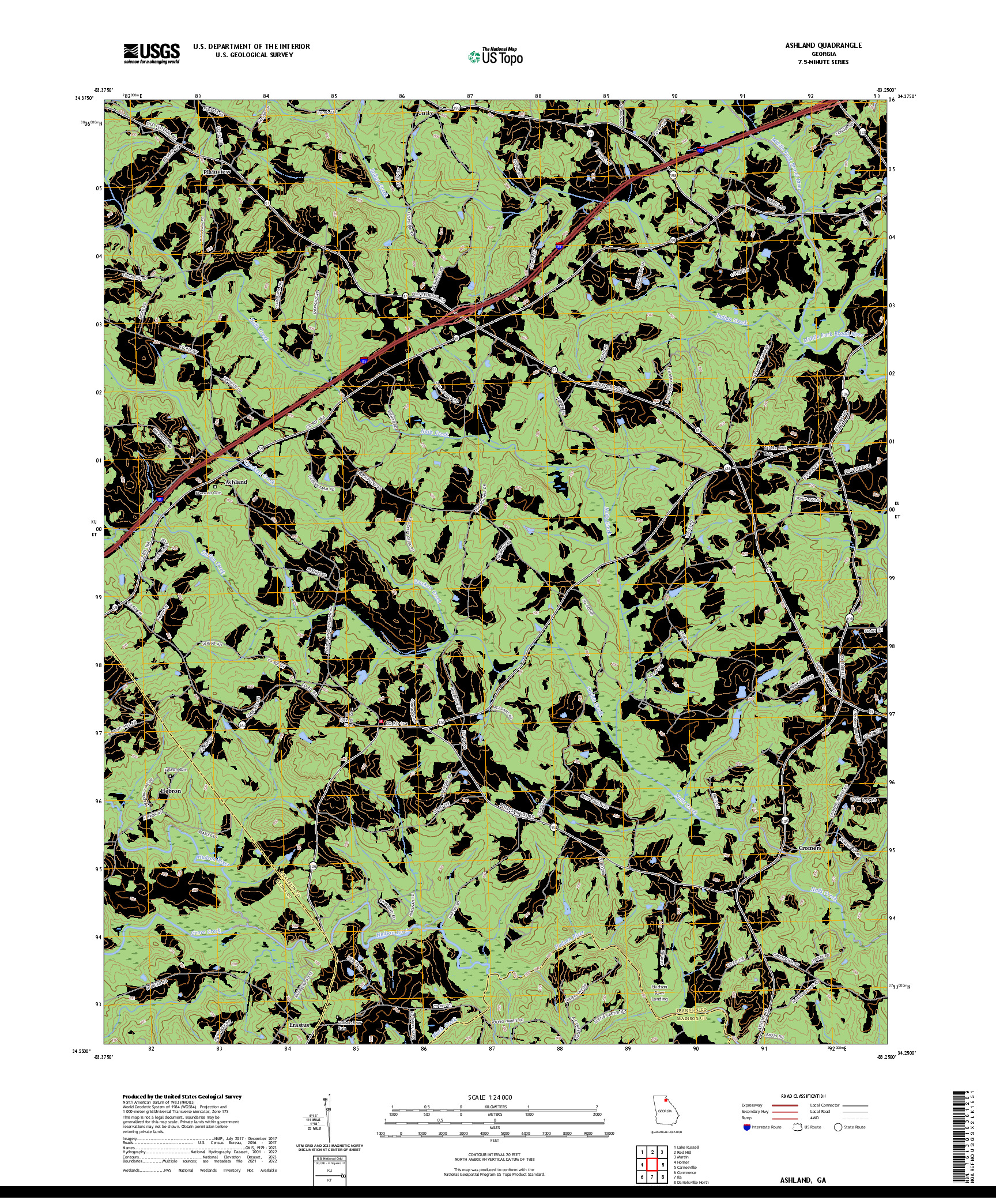 US TOPO 7.5-MINUTE MAP FOR ASHLAND, GA