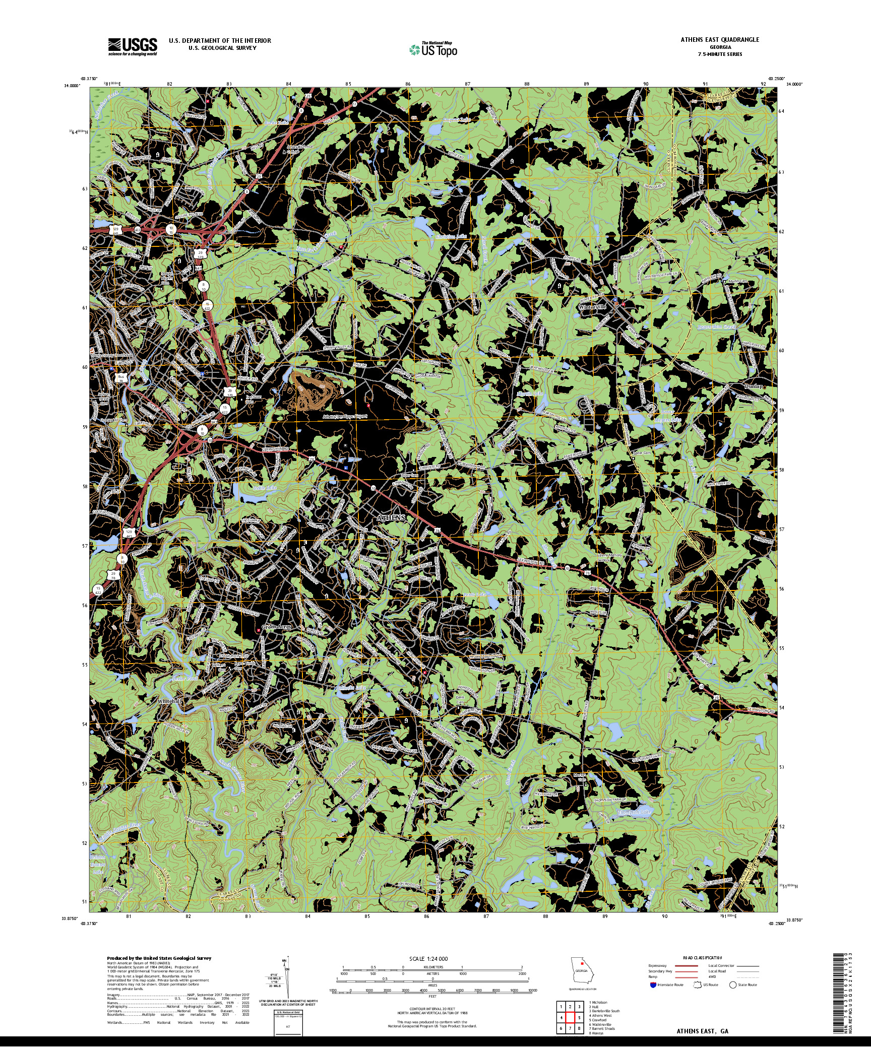 US TOPO 7.5-MINUTE MAP FOR ATHENS EAST, GA