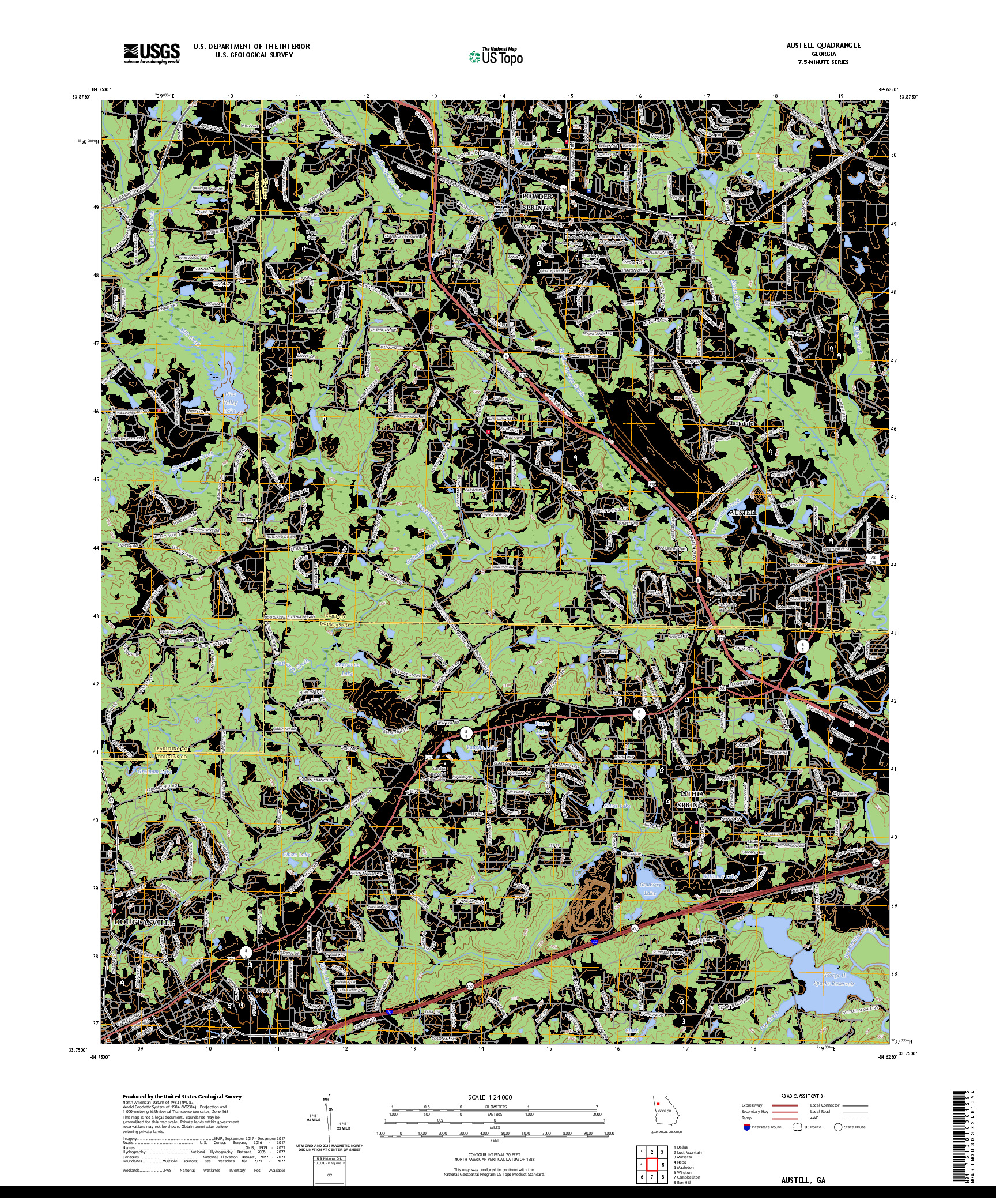 US TOPO 7.5-MINUTE MAP FOR AUSTELL, GA