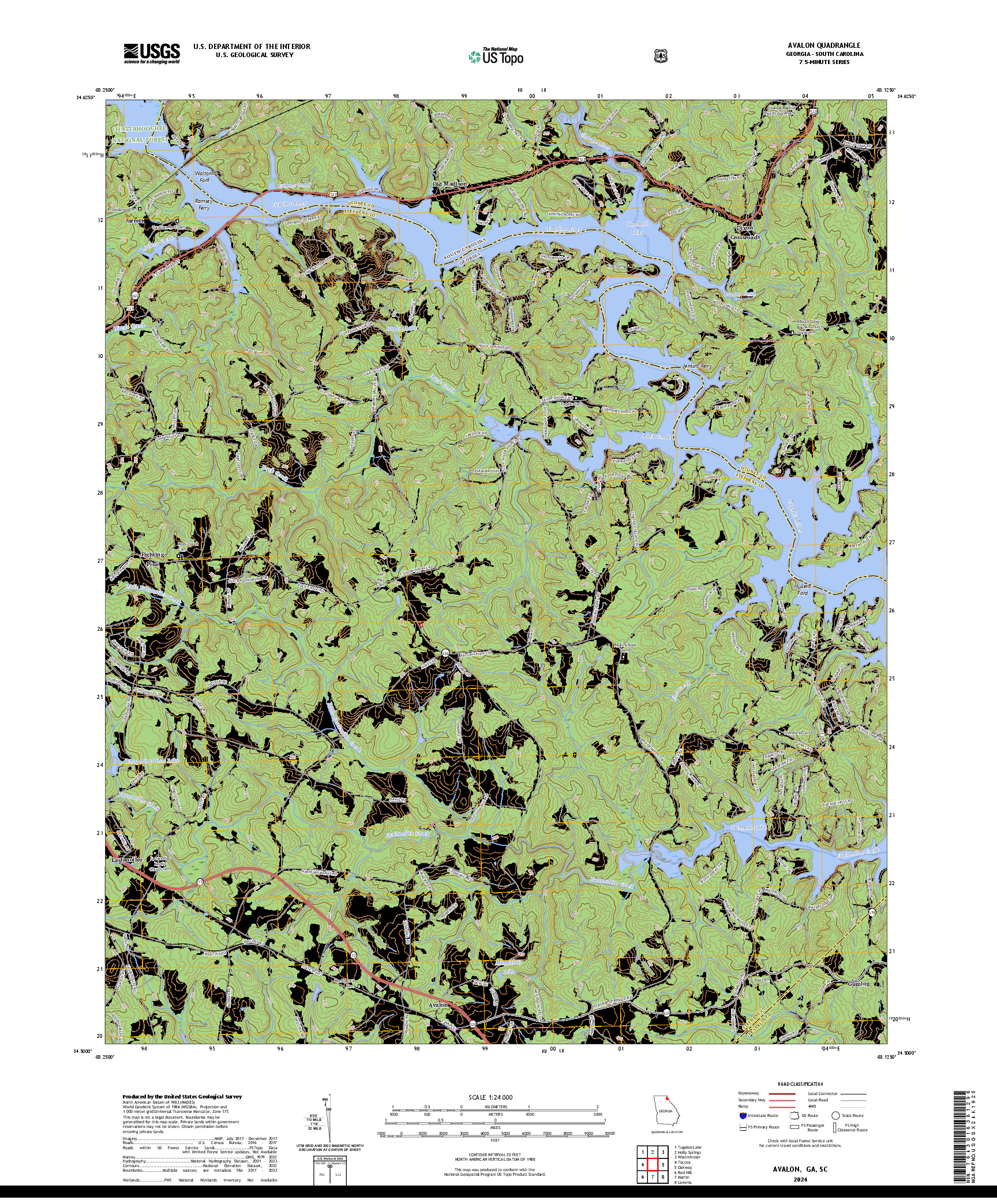 US TOPO 7.5-MINUTE MAP FOR AVALON, GA,SC