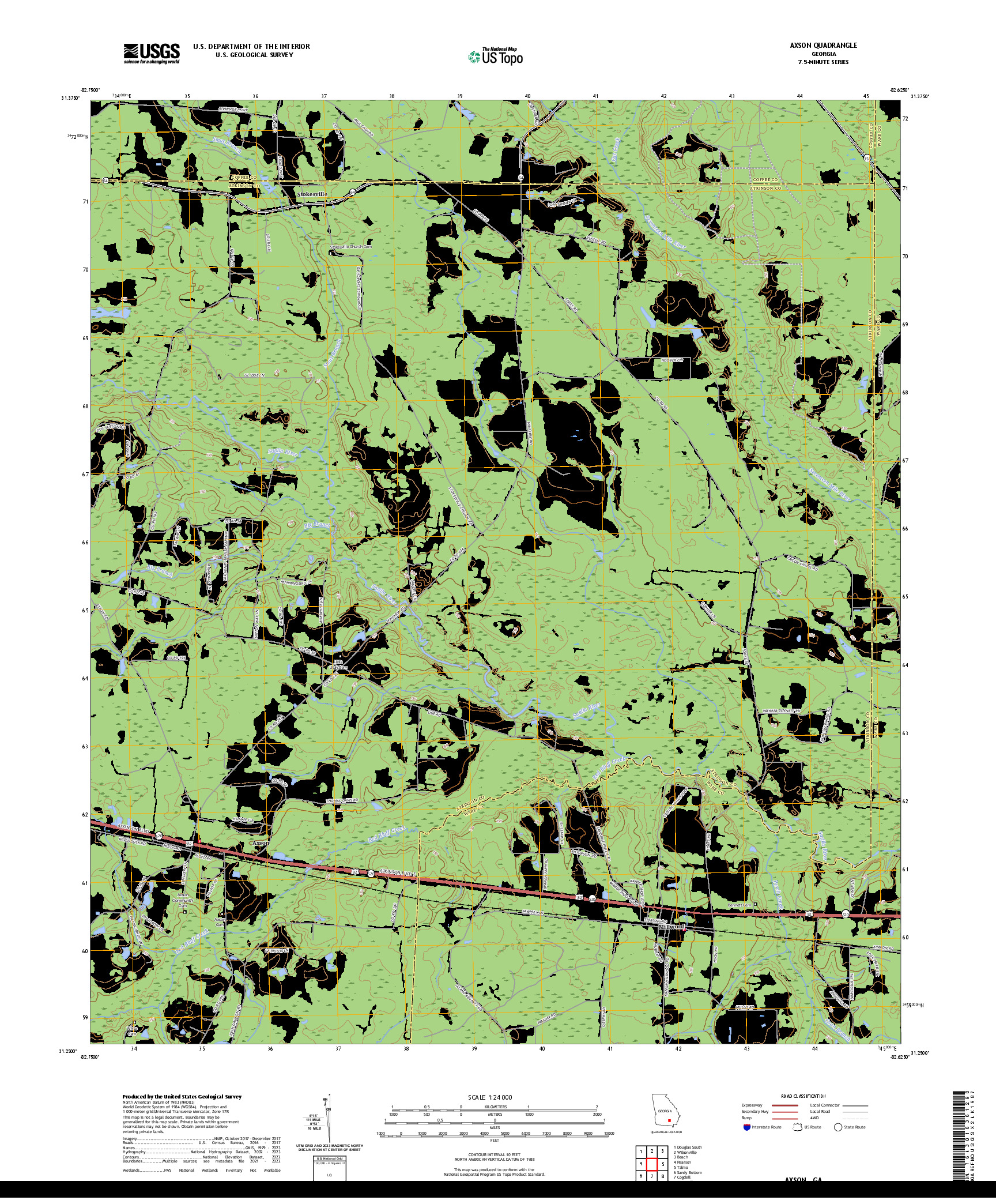 US TOPO 7.5-MINUTE MAP FOR AXSON, GA
