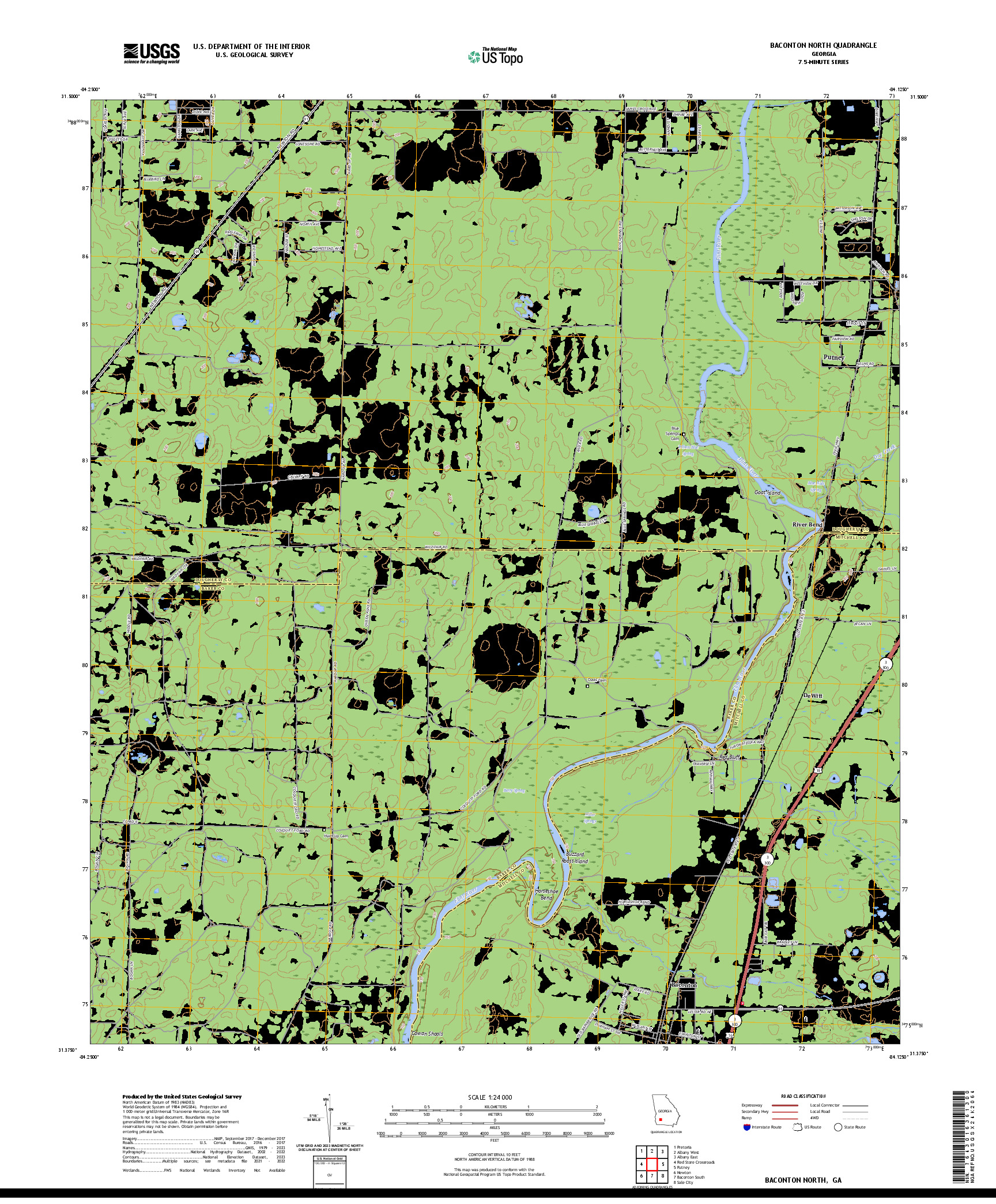 US TOPO 7.5-MINUTE MAP FOR BACONTON NORTH, GA