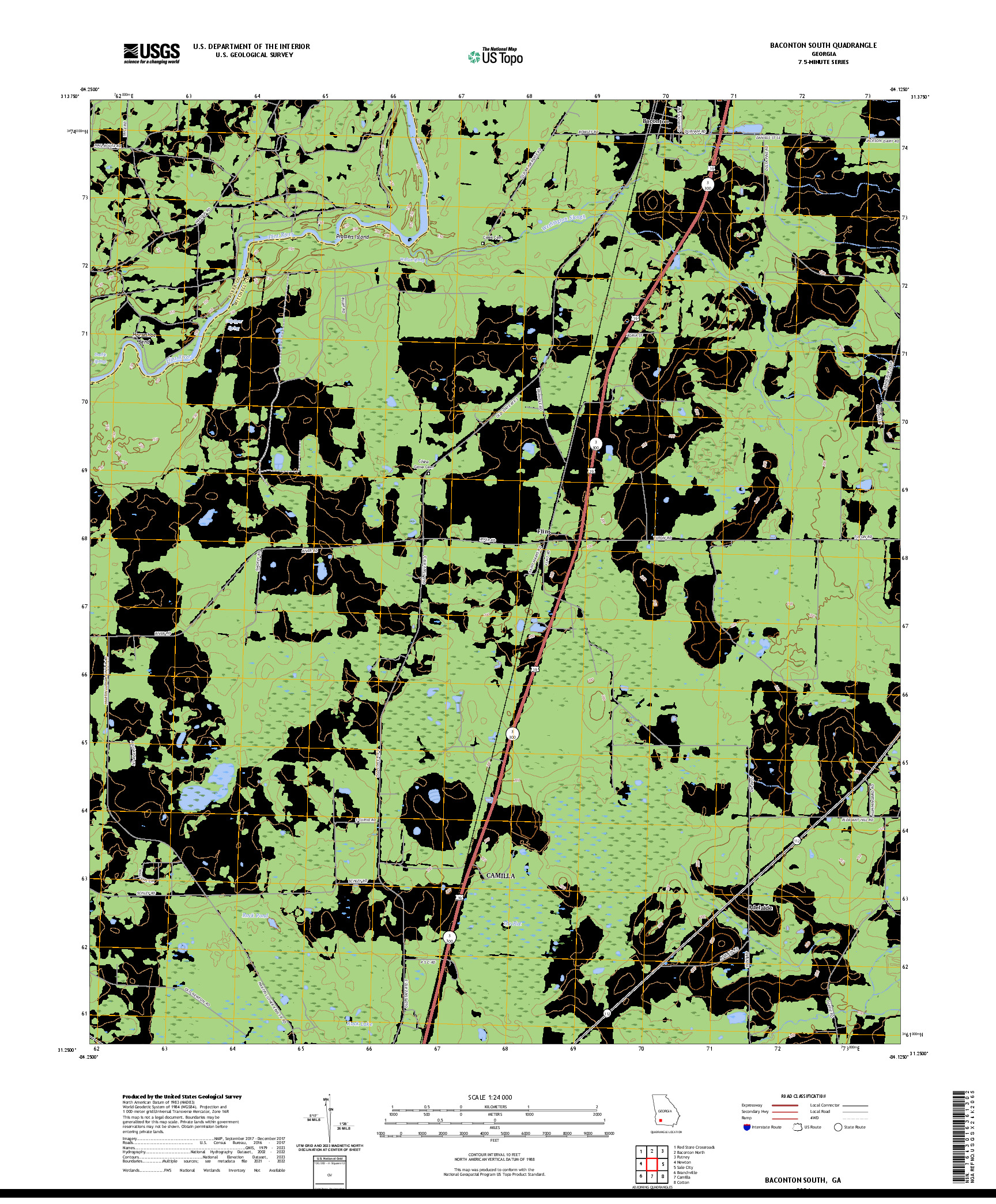US TOPO 7.5-MINUTE MAP FOR BACONTON SOUTH, GA