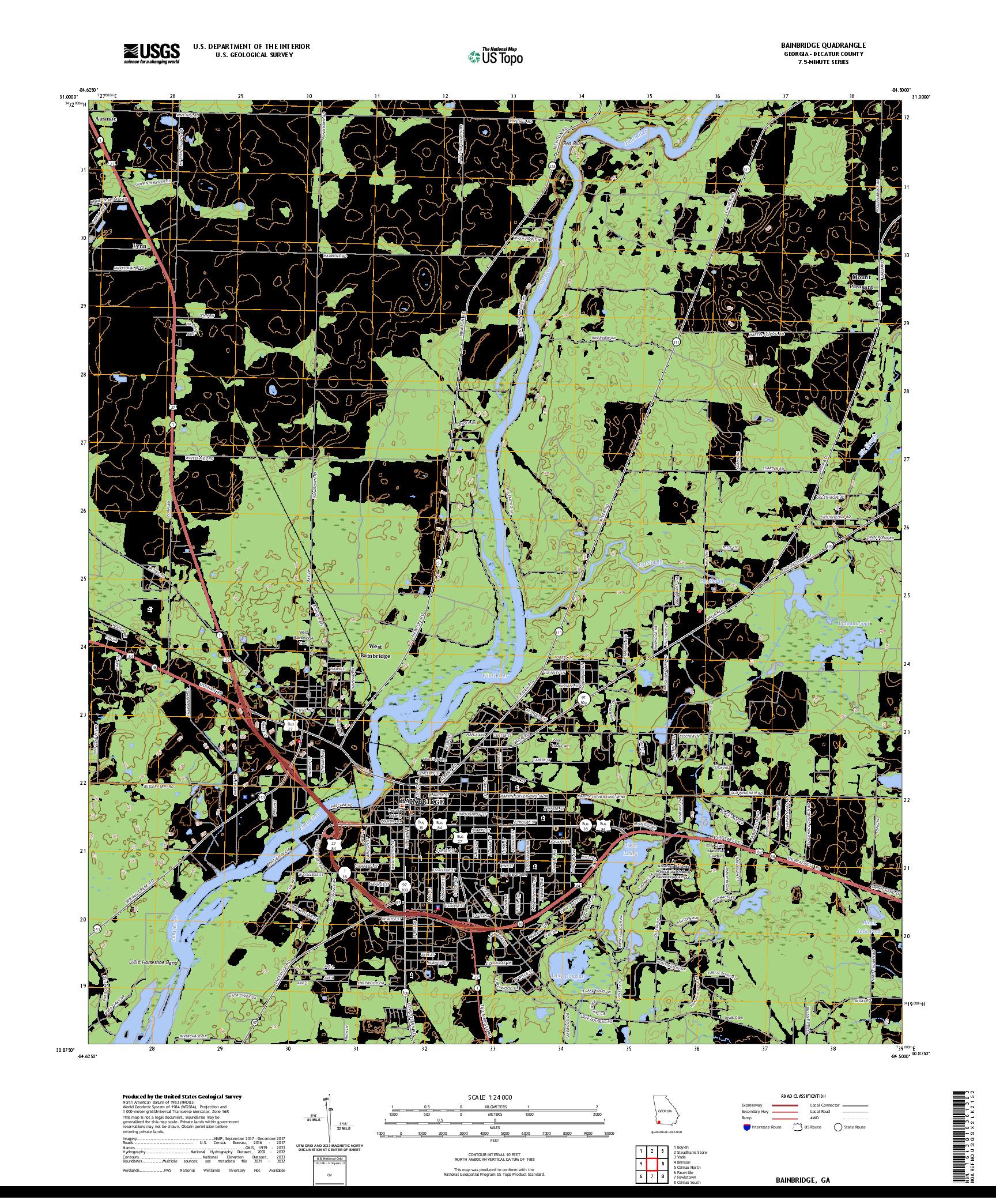 US TOPO 7.5-MINUTE MAP FOR BAINBRIDGE, GA