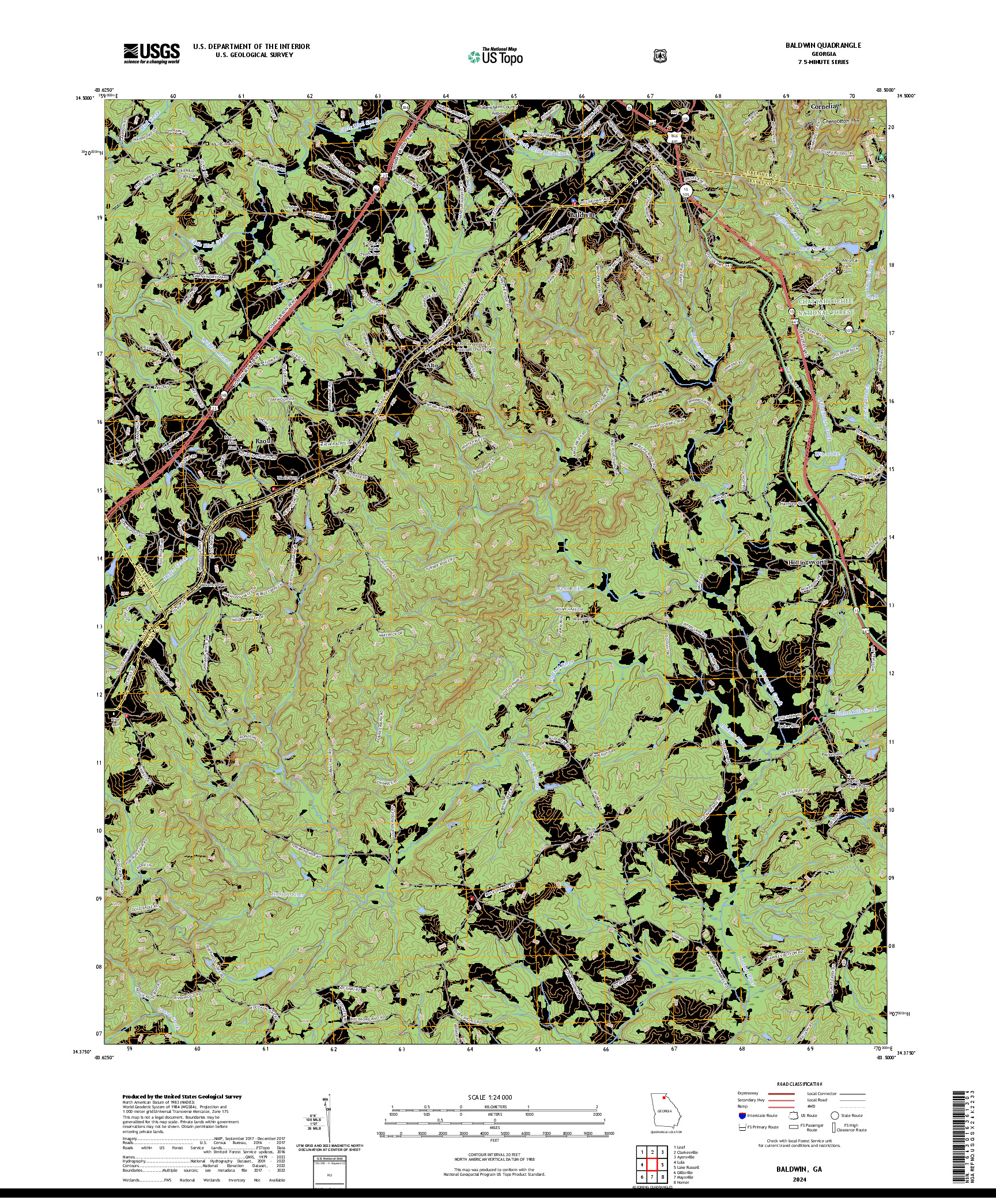 US TOPO 7.5-MINUTE MAP FOR BALDWIN, GA