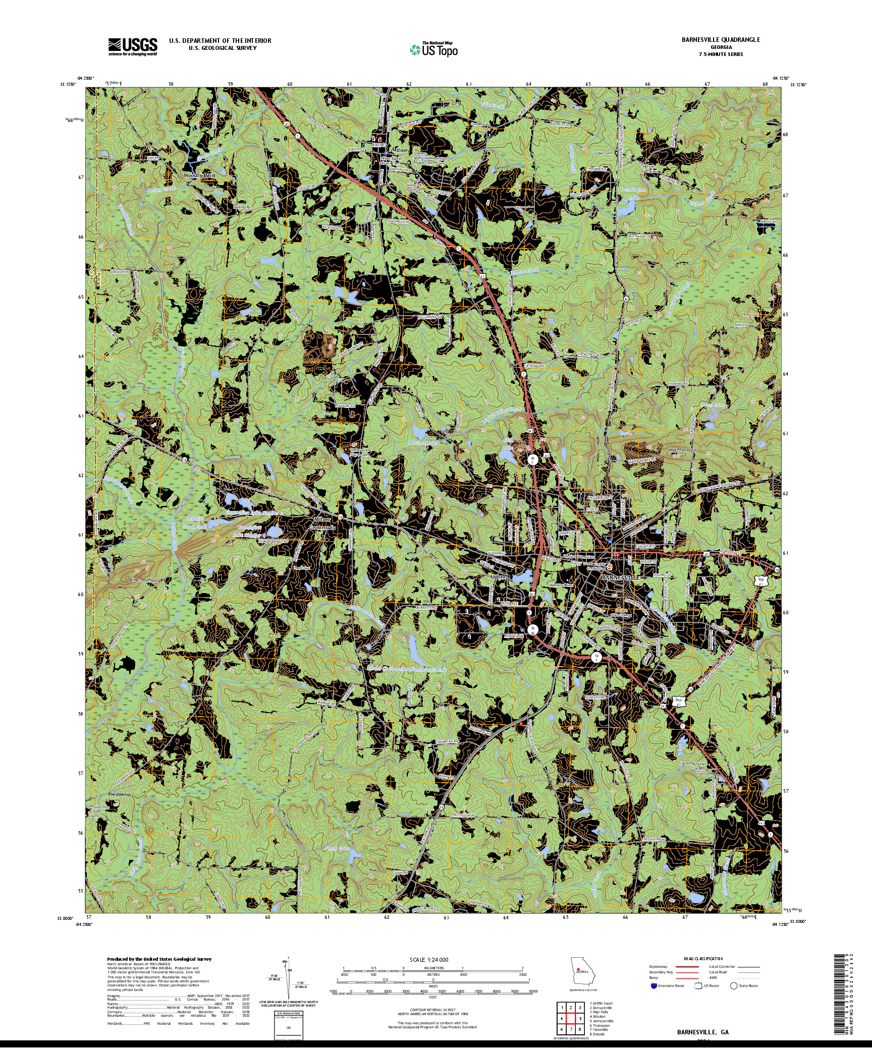 US TOPO 7.5-MINUTE MAP FOR BARNESVILLE, GA