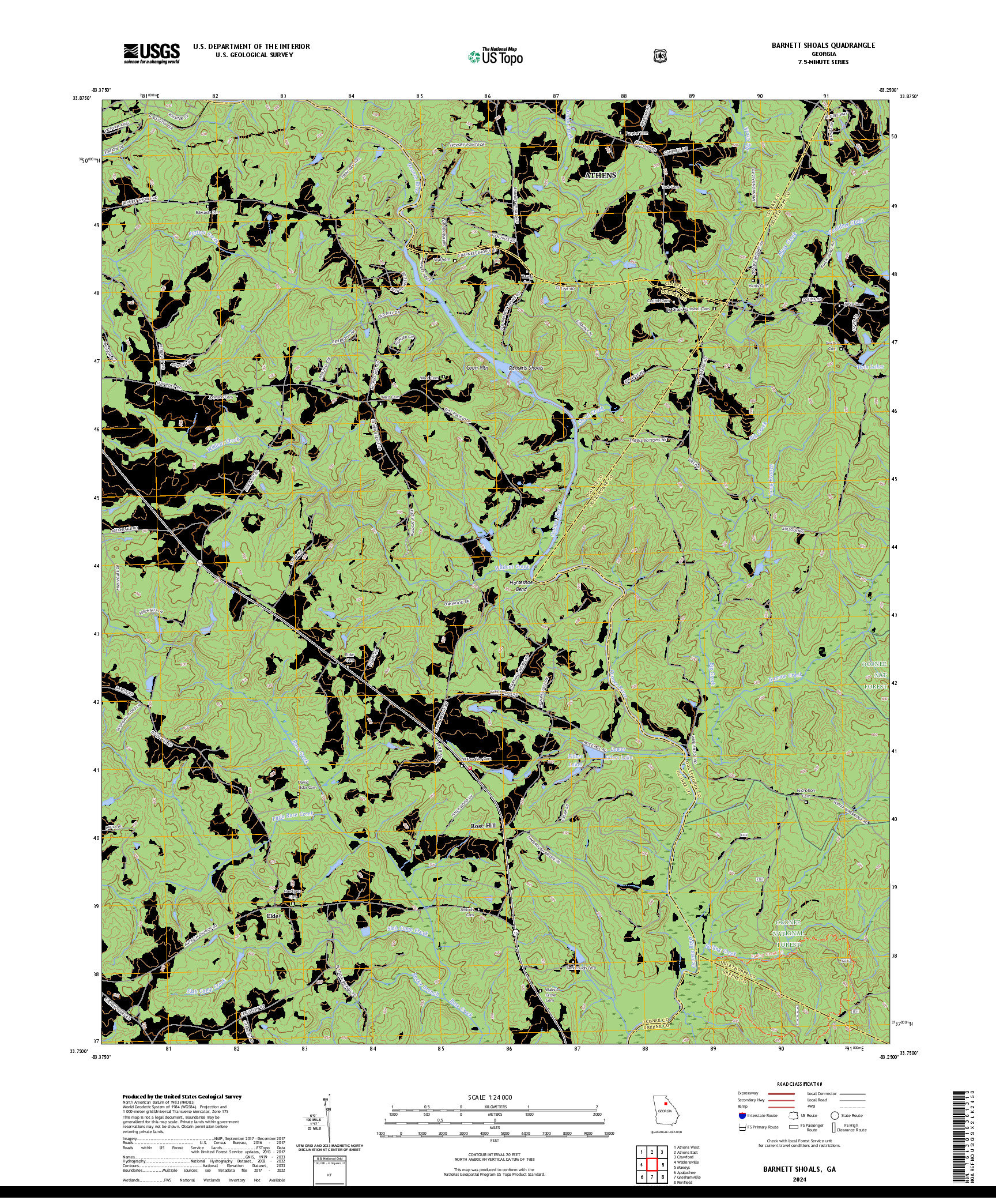 US TOPO 7.5-MINUTE MAP FOR BARNETT SHOALS, GA