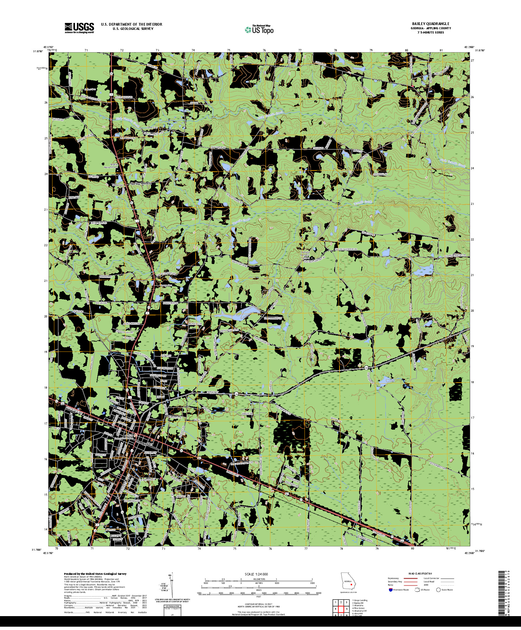 US TOPO 7.5-MINUTE MAP FOR BAXLEY, GA