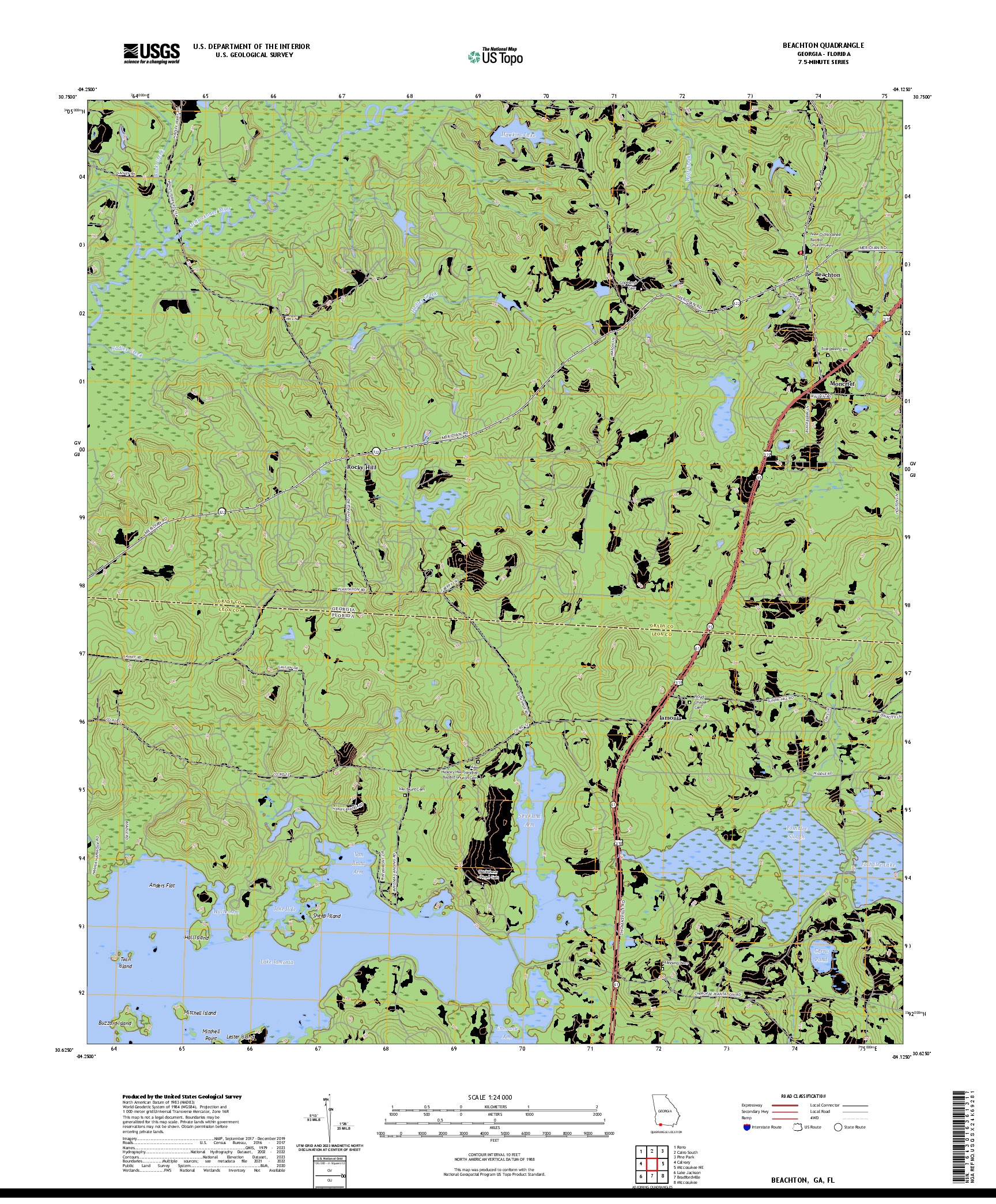 US TOPO 7.5-MINUTE MAP FOR BEACHTON, GA,FL