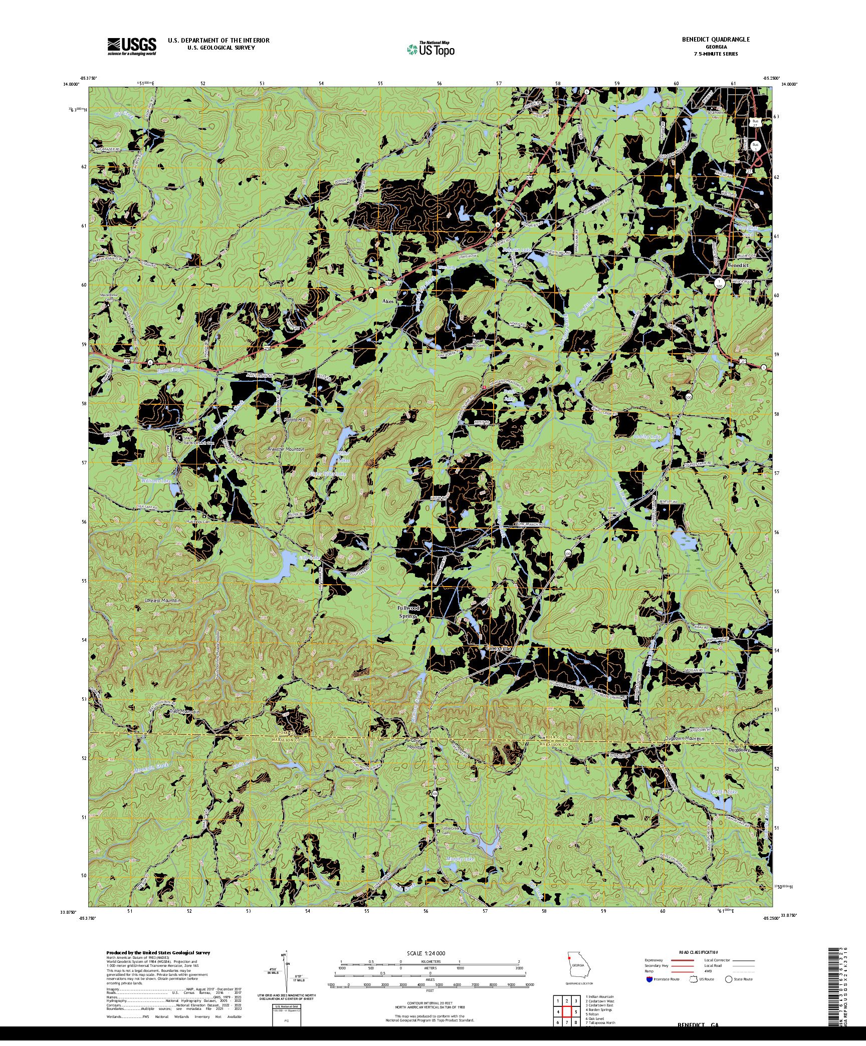 US TOPO 7.5-MINUTE MAP FOR BENEDICT, GA