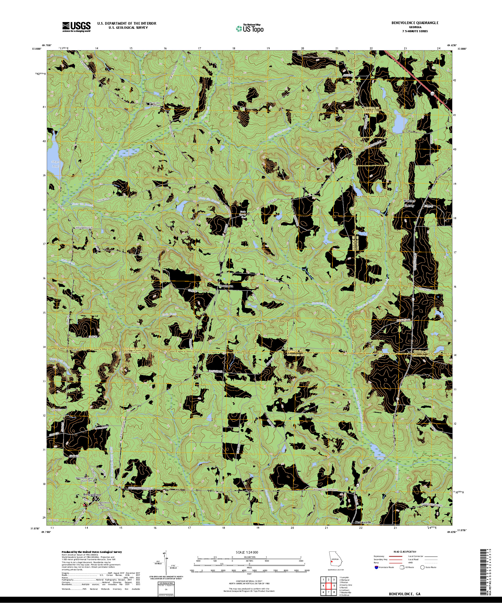 US TOPO 7.5-MINUTE MAP FOR BENEVOLENCE, GA