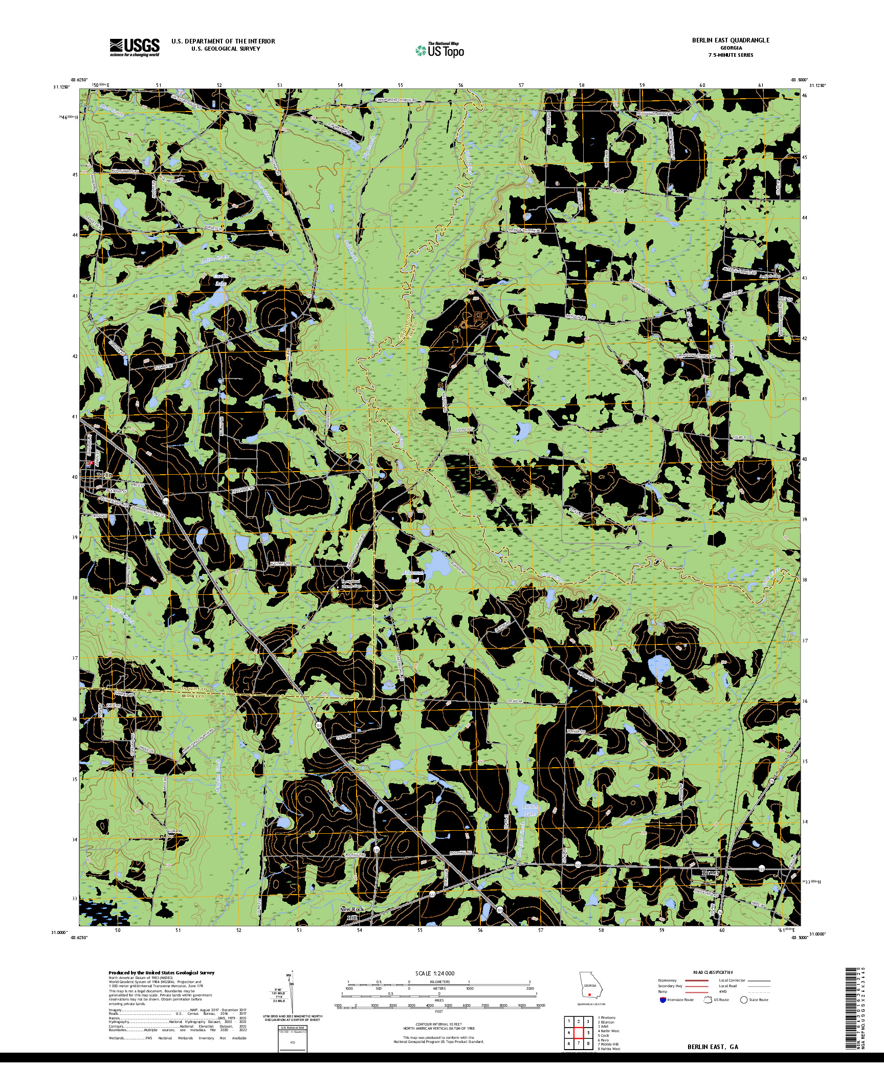 US TOPO 7.5-MINUTE MAP FOR BERLIN EAST, GA