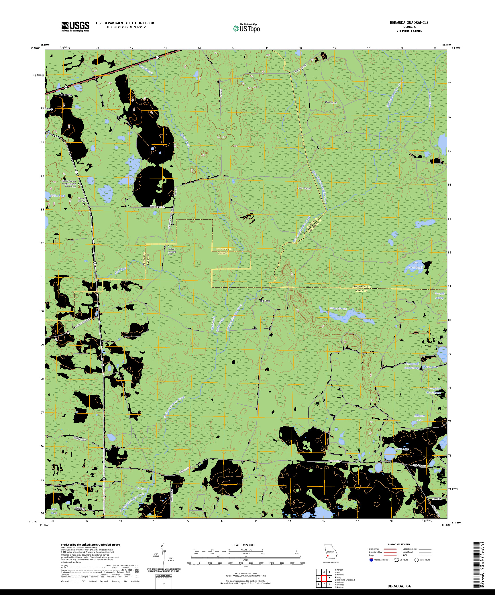 US TOPO 7.5-MINUTE MAP FOR BERMUDA, GA