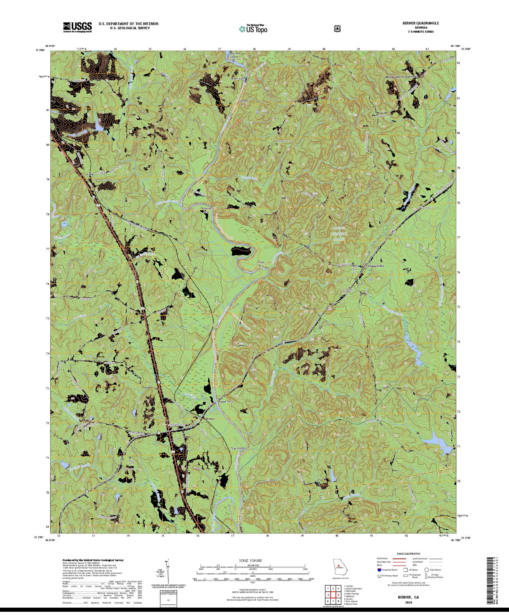 US TOPO 7.5-MINUTE MAP FOR BERNER, GA
