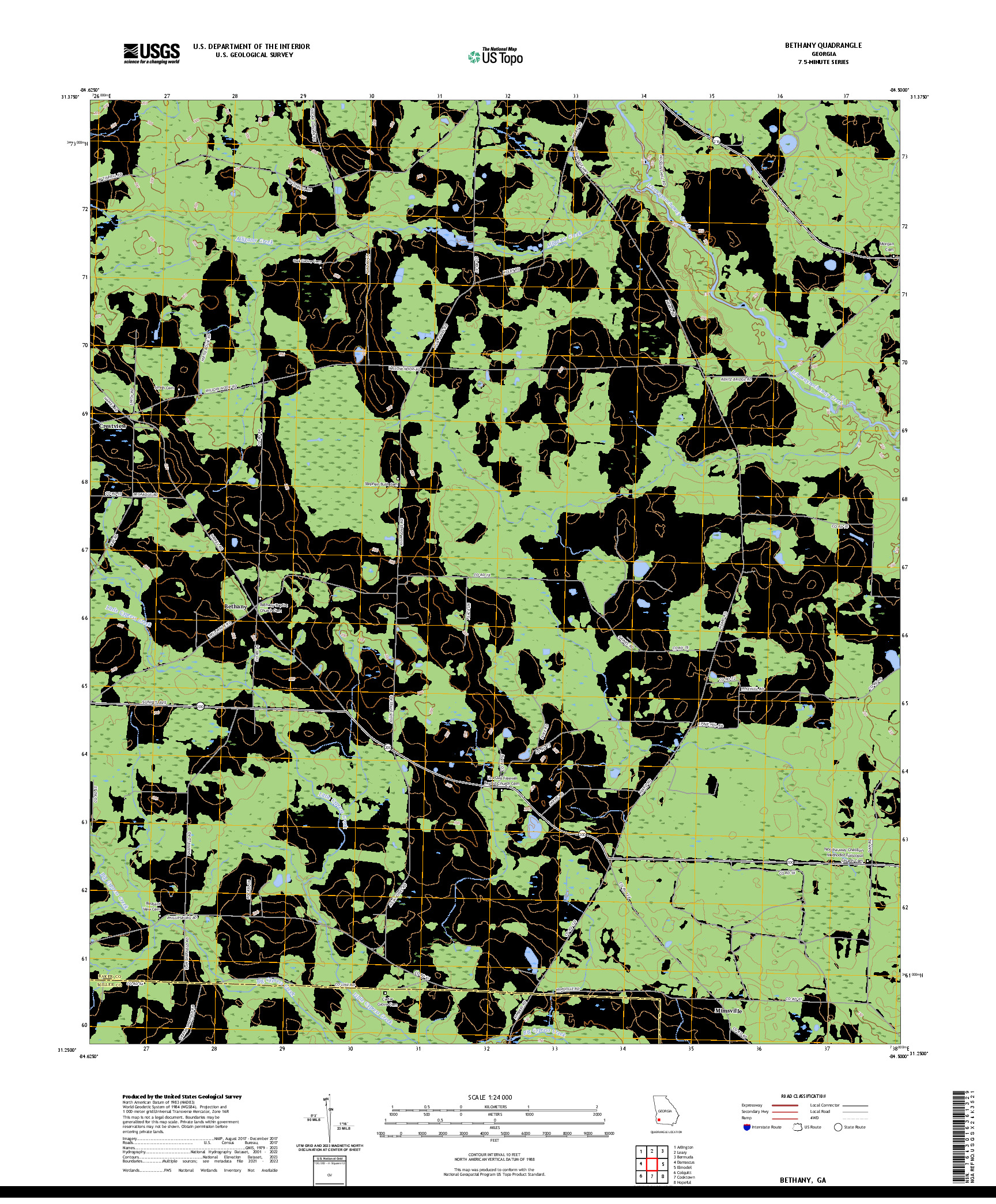 US TOPO 7.5-MINUTE MAP FOR BETHANY, GA