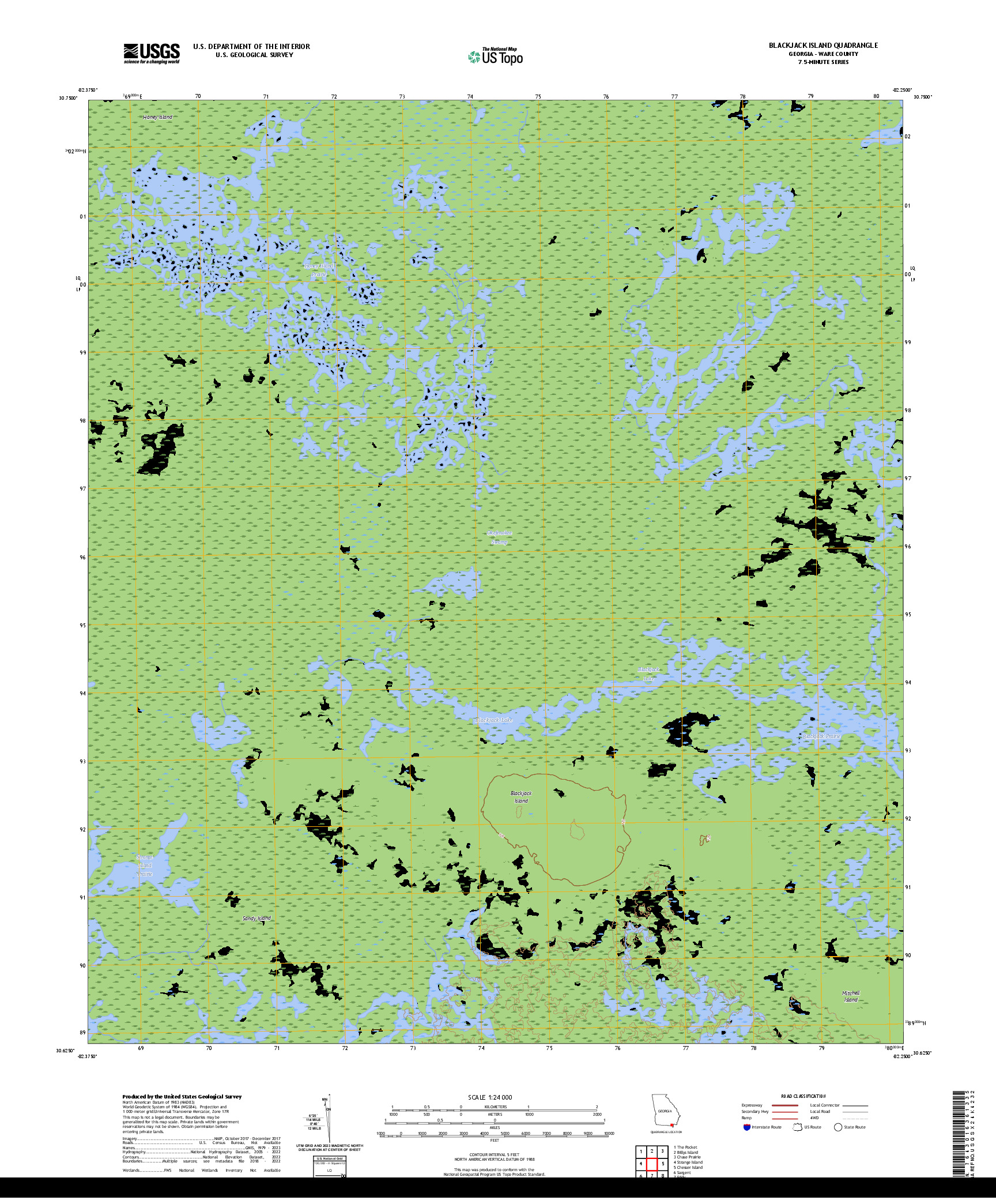 US TOPO 7.5-MINUTE MAP FOR BLACKJACK ISLAND, GA