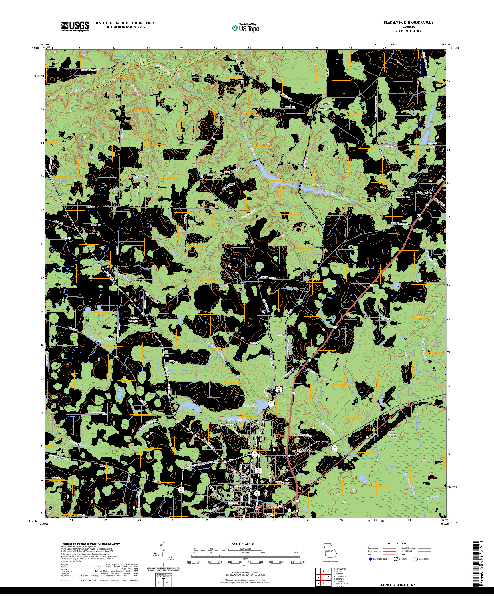 US TOPO 7.5-MINUTE MAP FOR BLAKELY NORTH, GA