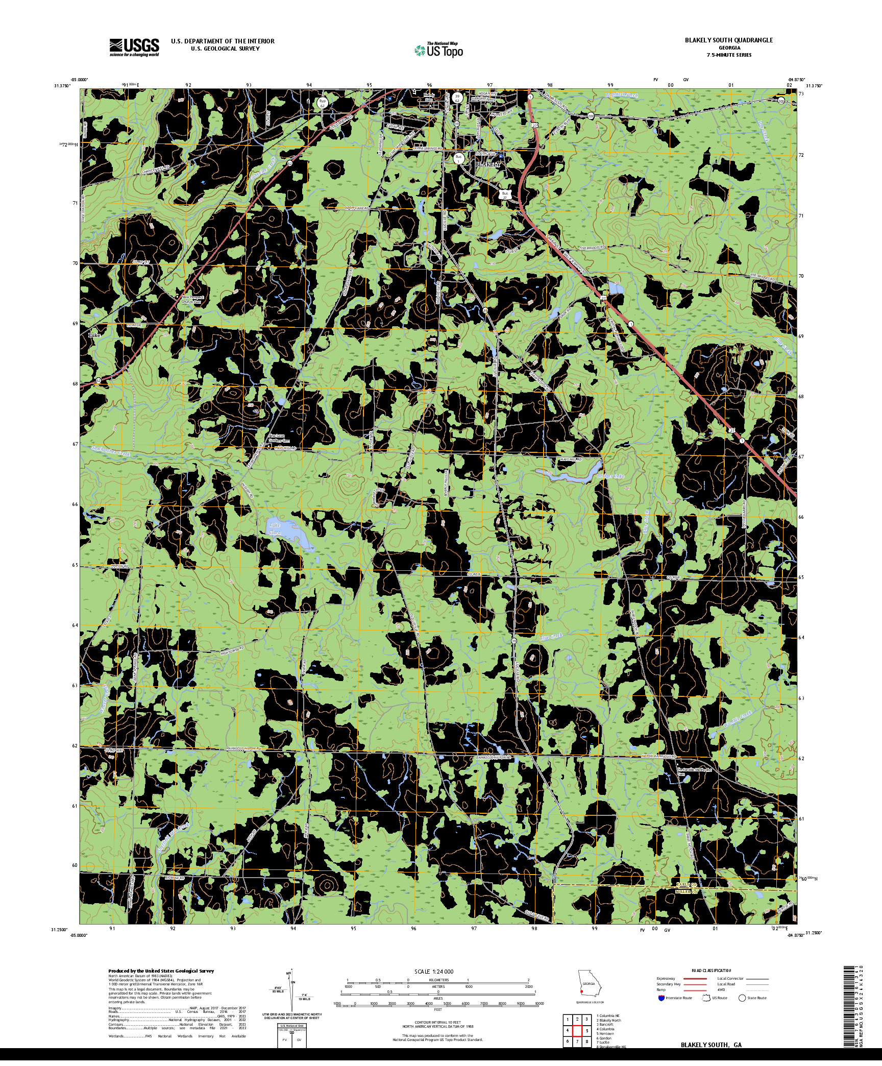 US TOPO 7.5-MINUTE MAP FOR BLAKELY SOUTH, GA