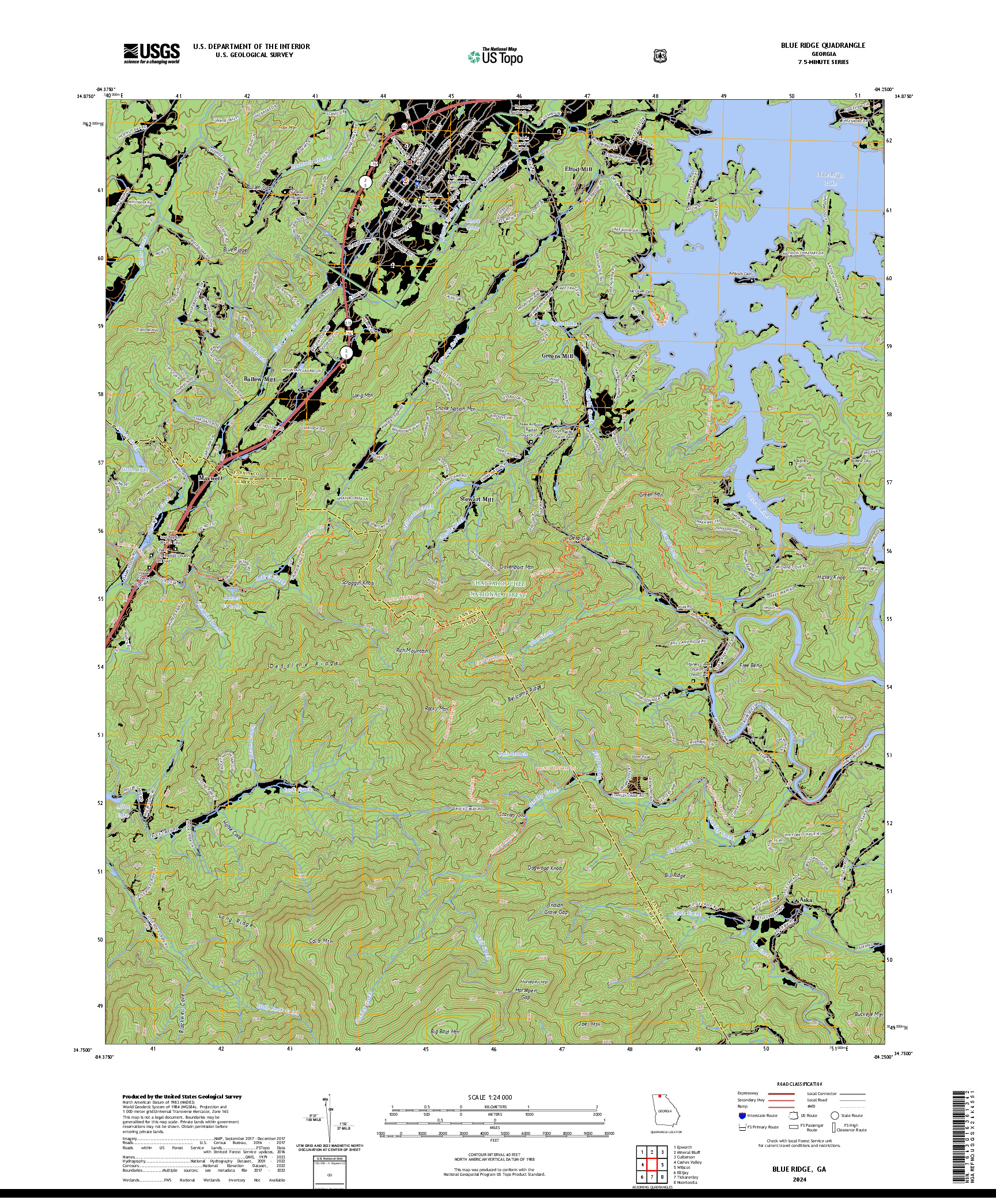 US TOPO 7.5-MINUTE MAP FOR BLUE RIDGE, GA