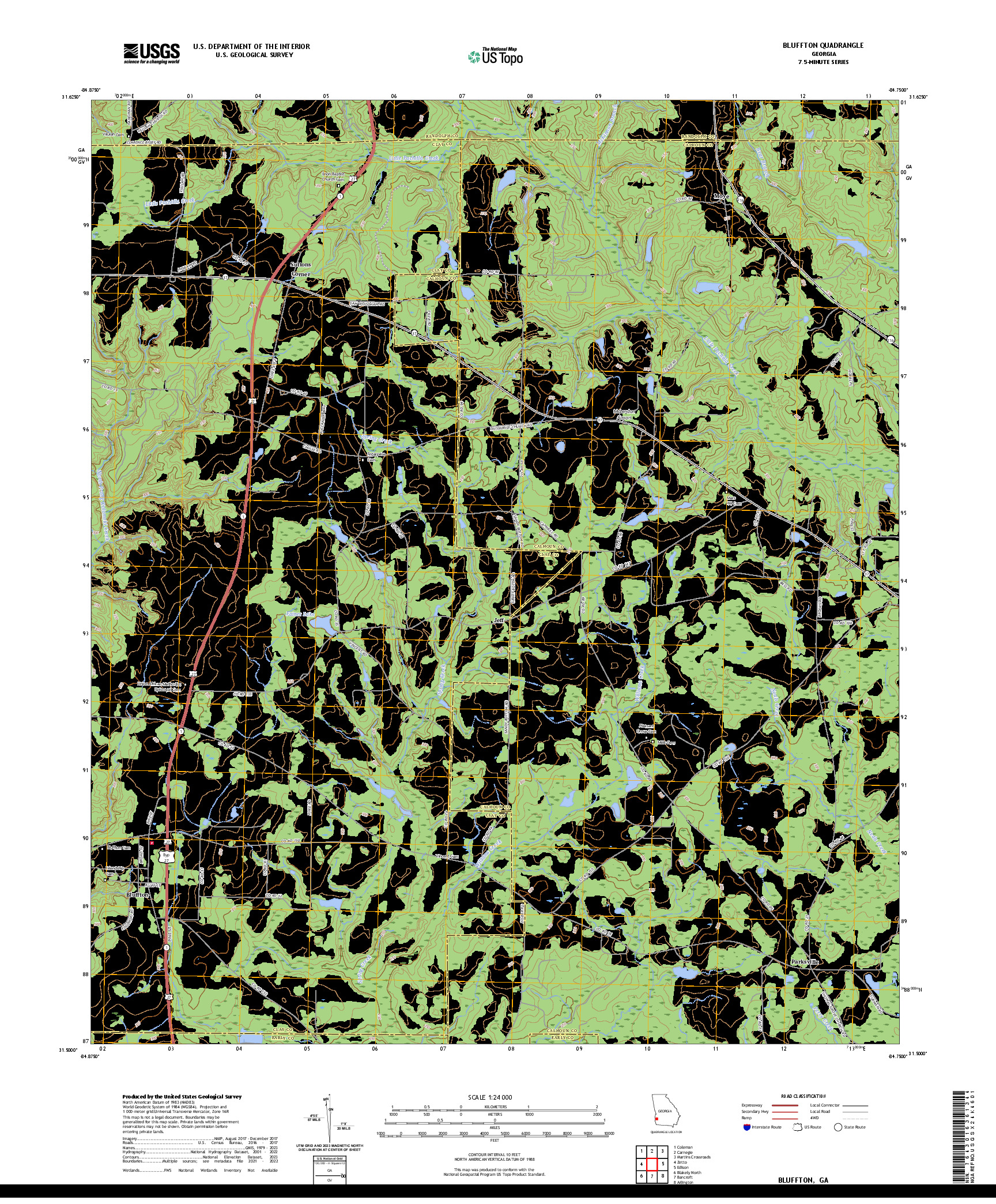 US TOPO 7.5-MINUTE MAP FOR BLUFFTON, GA