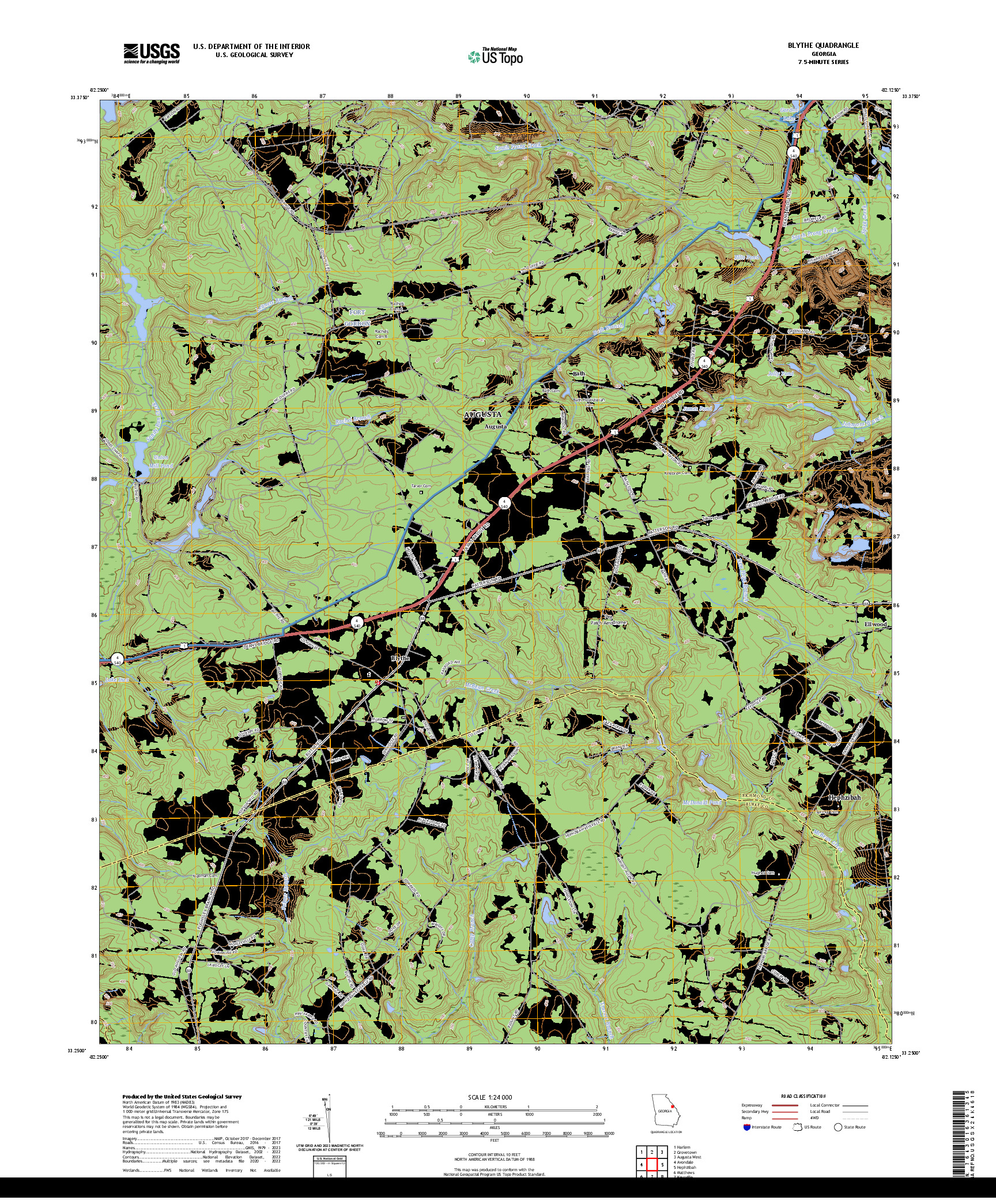 US TOPO 7.5-MINUTE MAP FOR BLYTHE, GA