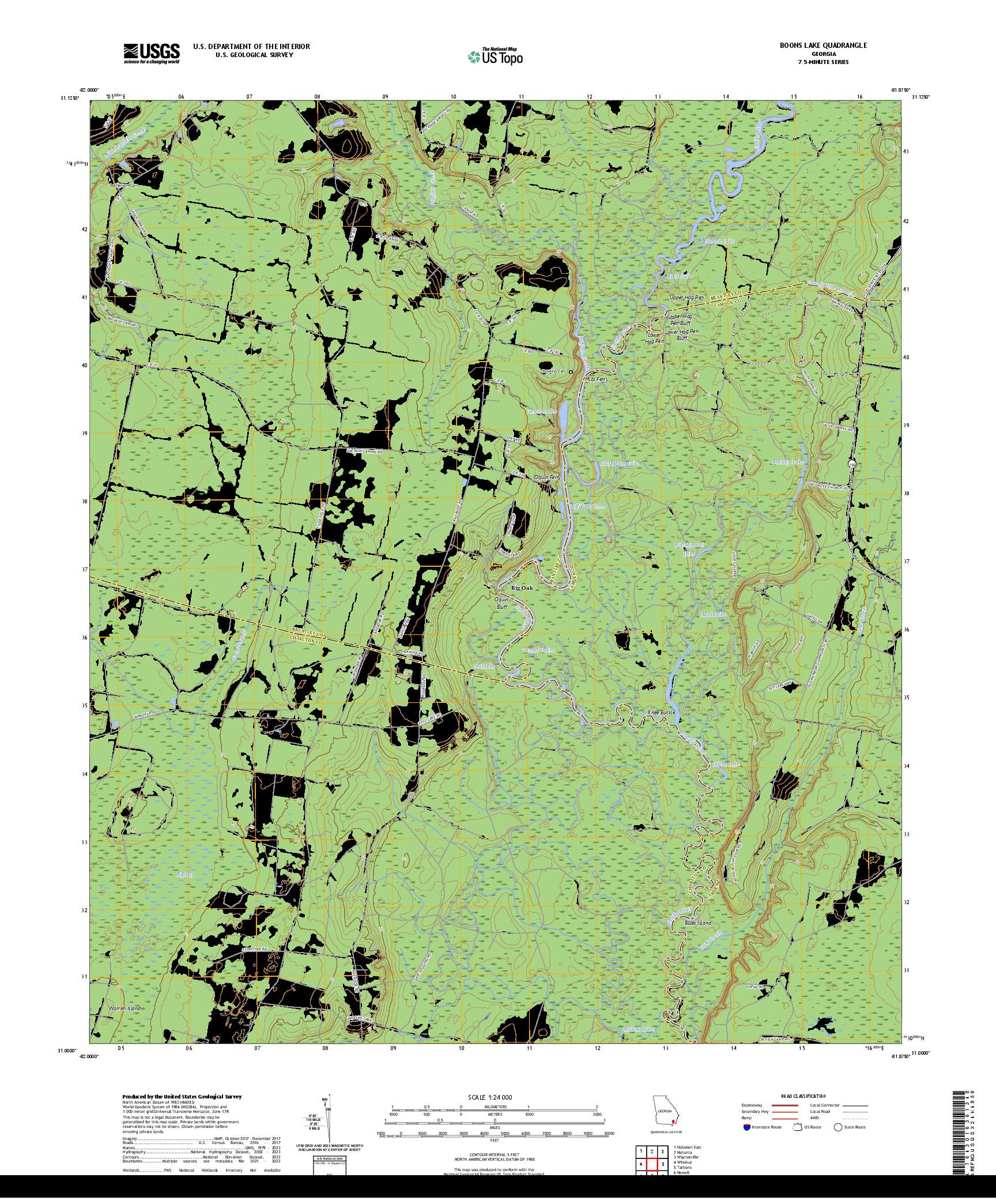 US TOPO 7.5-MINUTE MAP FOR BOONS LAKE, GA