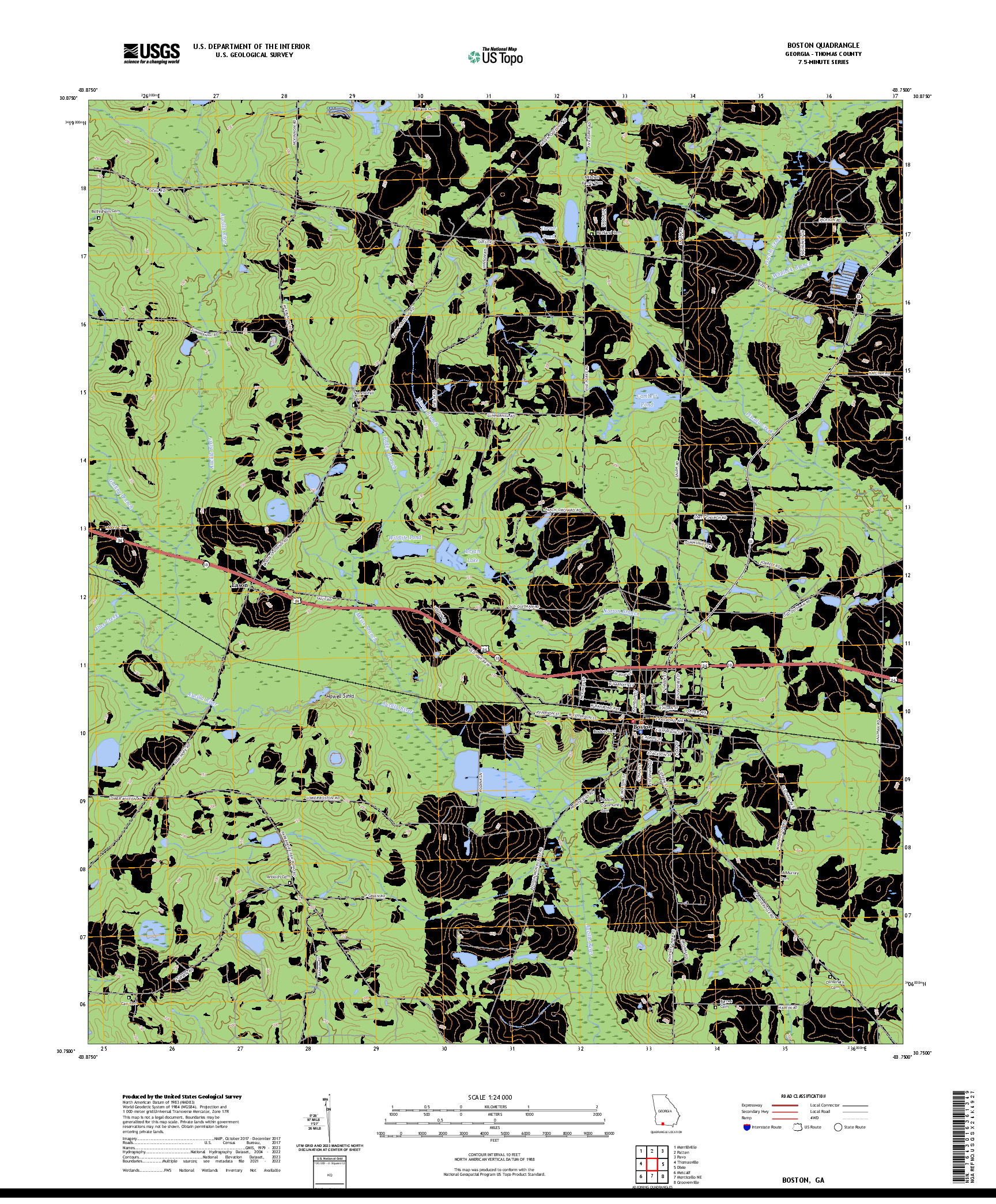 US TOPO 7.5-MINUTE MAP FOR BOSTON, GA
